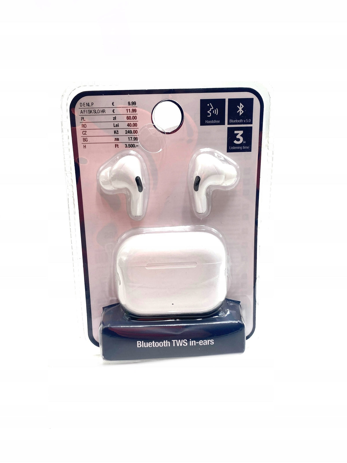 Bluetooth Headphones TWS Earbud Microphone Case USB-C White