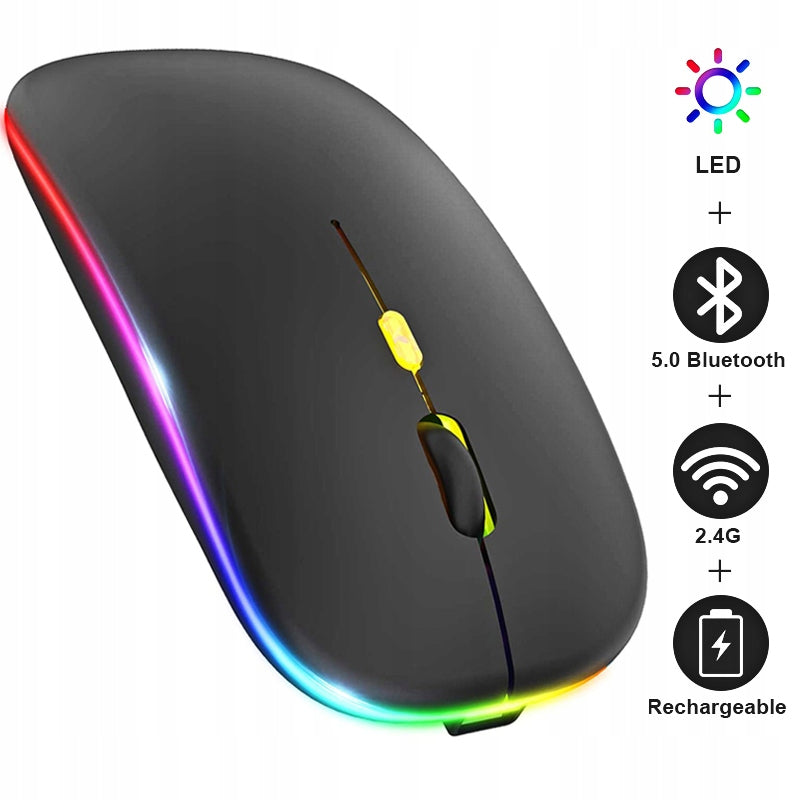 Bluetooth Mouse Rechargeable Wireless Backlit Black Color black