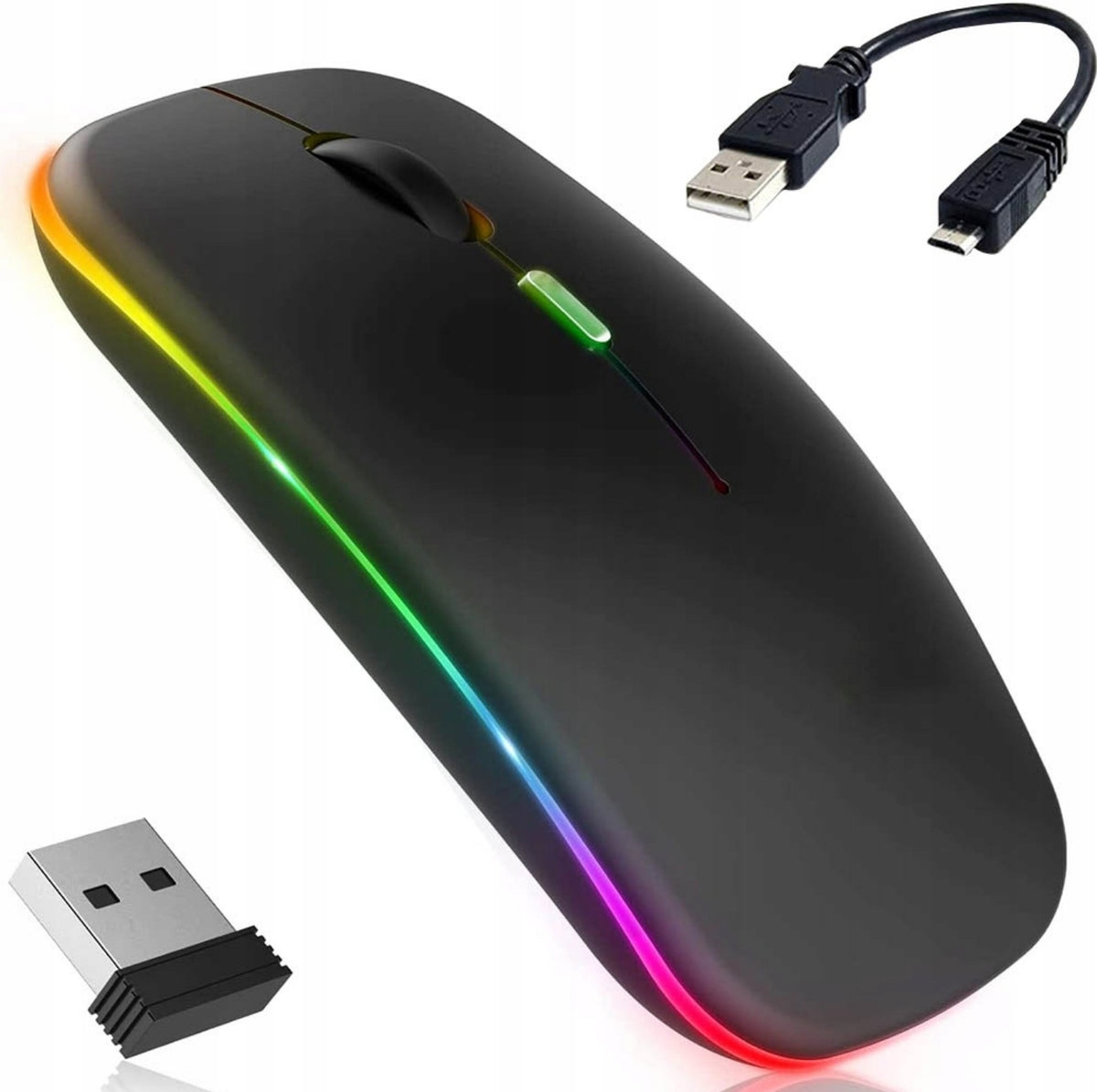 Bluetooth Mouse Rechargeable Wireless Backlit Black