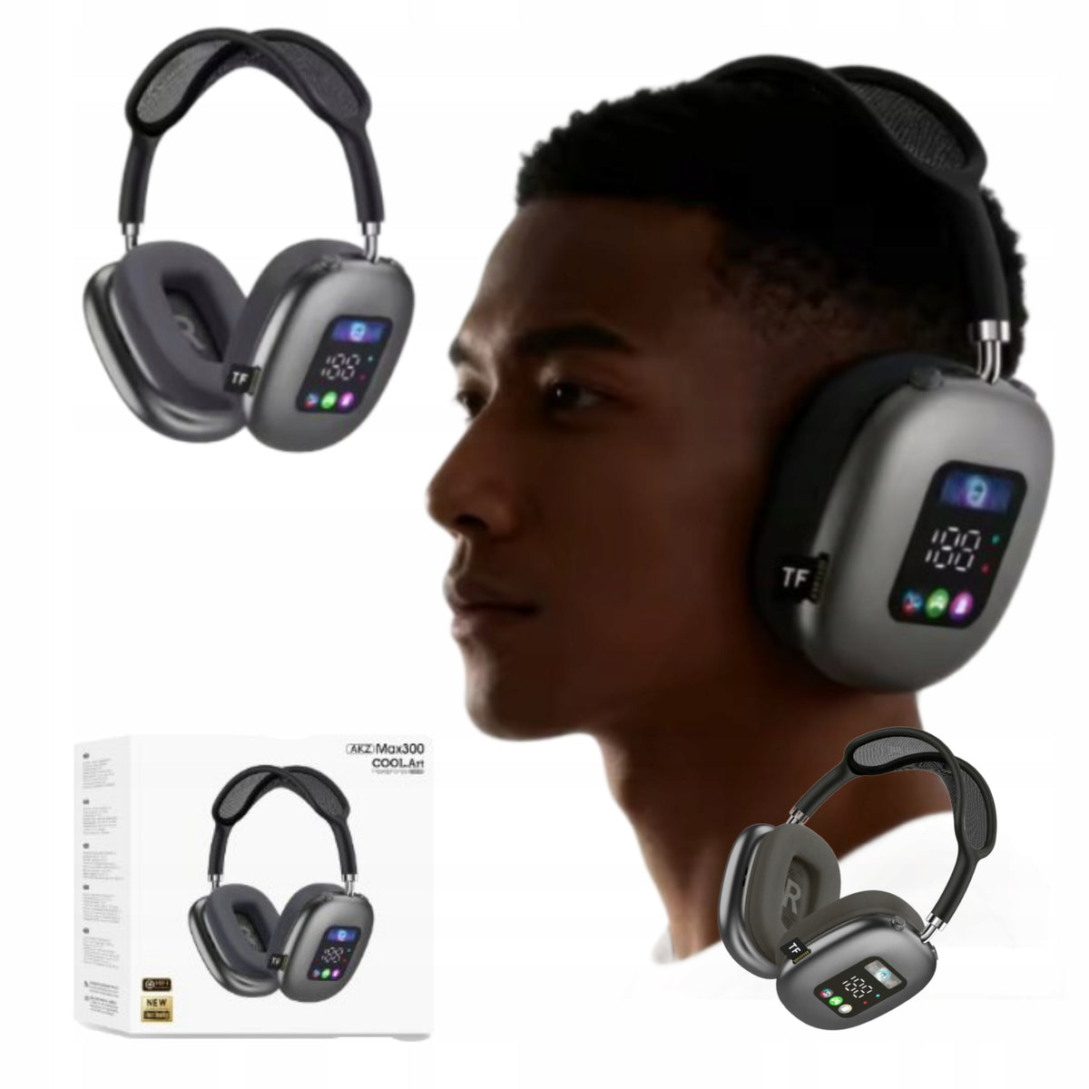 Bluetooth On-Ear Sports Headphones with RGB Mount Card Reader Bass