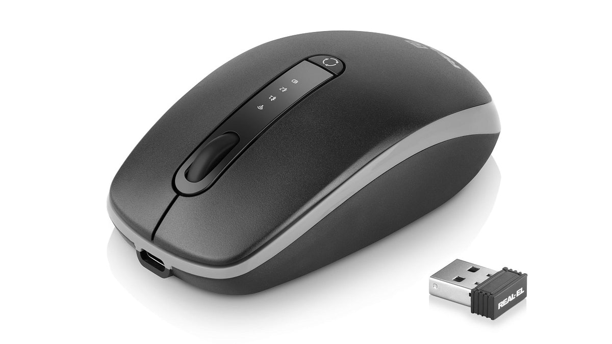 Bluetooth Optical Mouse 2,4GHz 2400dpi Akku L-ion Chip PIXART REAL-EL RM455