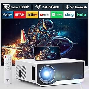 Bluetooth Projector 20 000 Lumens, Support Full HD 1080p, 5G WiFi LED