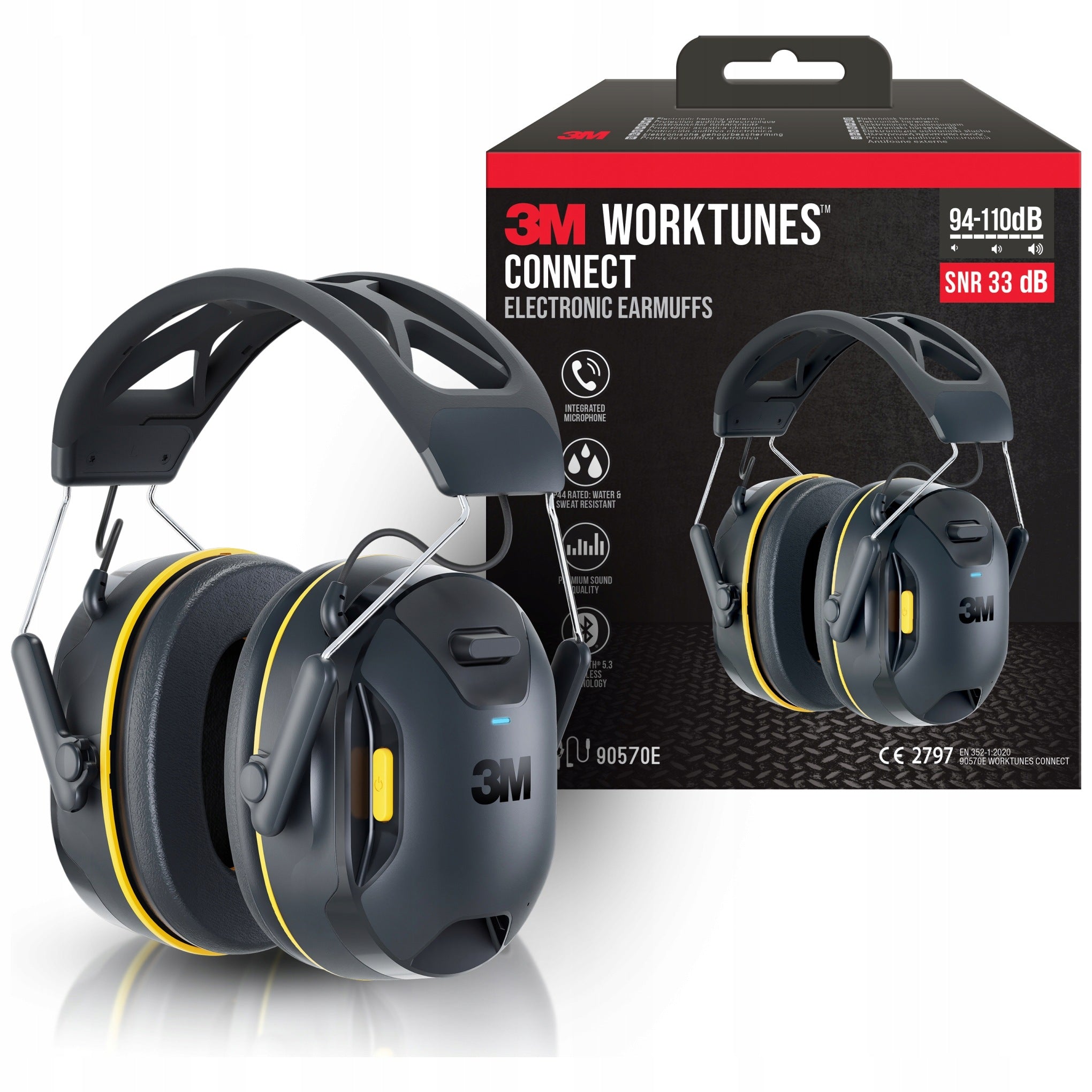 Bluetooth Protective Earphone Earmuffs 3M WorkTunes Connect SNR 33 dB