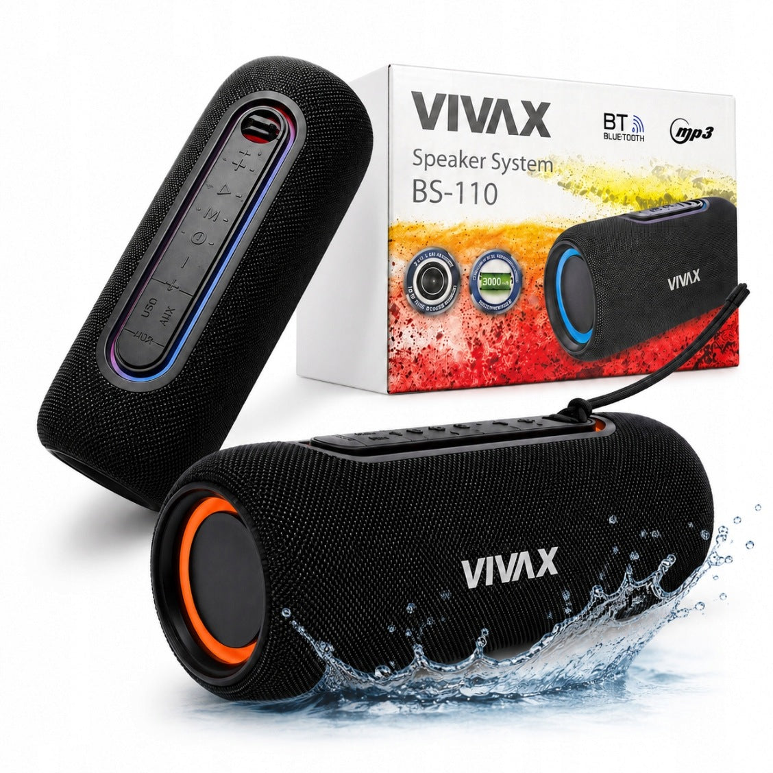 Bluetooth Speaker 10W TWS LED IPX5 Microphone Powerful Handy VIVAX BS-110