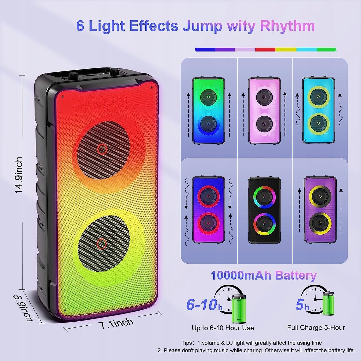 Bluetooth Speaker, 60 W, 5.0, LED CONNECTIVITY LARGE BATTERY Brand no brand