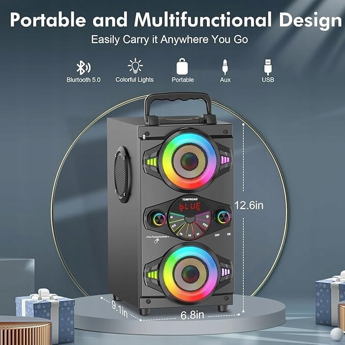 Bluetooth Speaker 60W Boombox Powerful Bass Subwoofer FM LED Wireless Manufacturer code glosnik bluetooth 60W subwoofer LED party