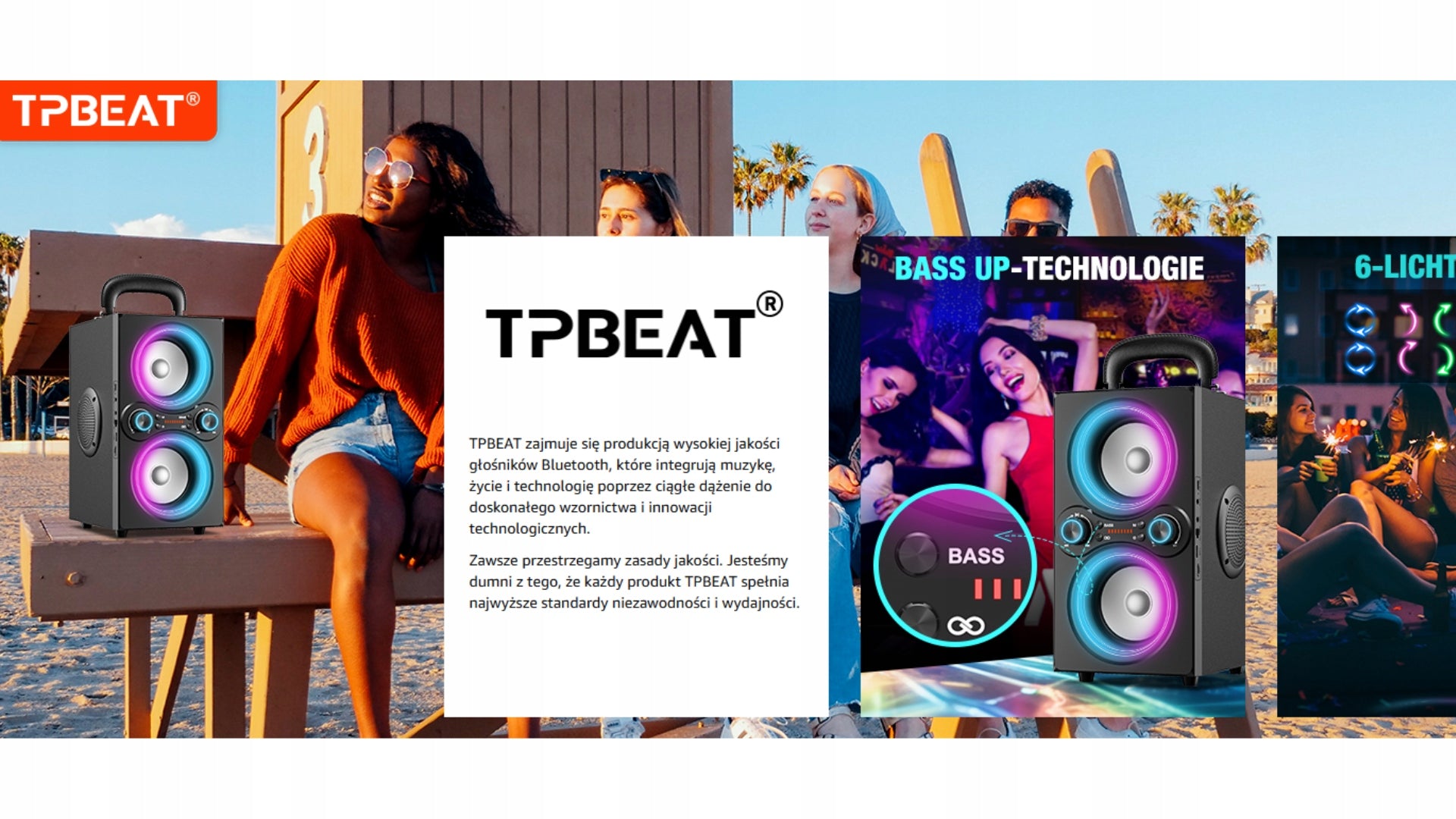 Bluetooth Speaker, 80 W, Wireless Large Bass Boost, 100 dB TPBEAT Packaging status original