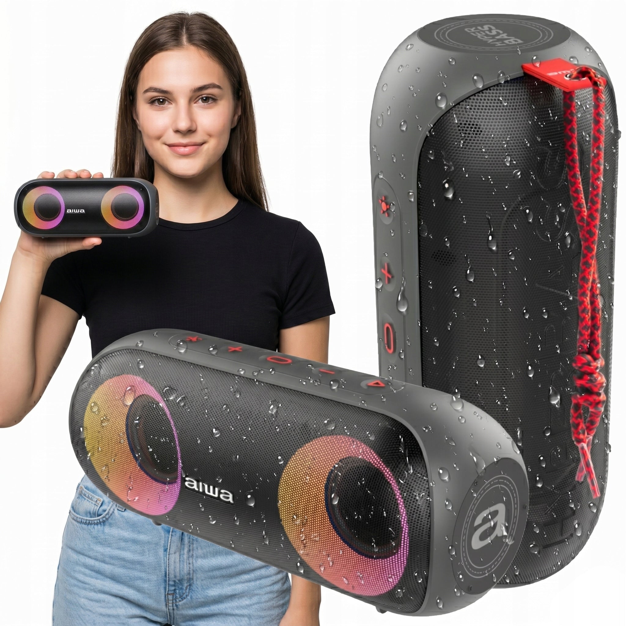 Bluetooth Speaker AIWA BST-650 20W Powerful Bass IPX7 RGB FM Radio TWS