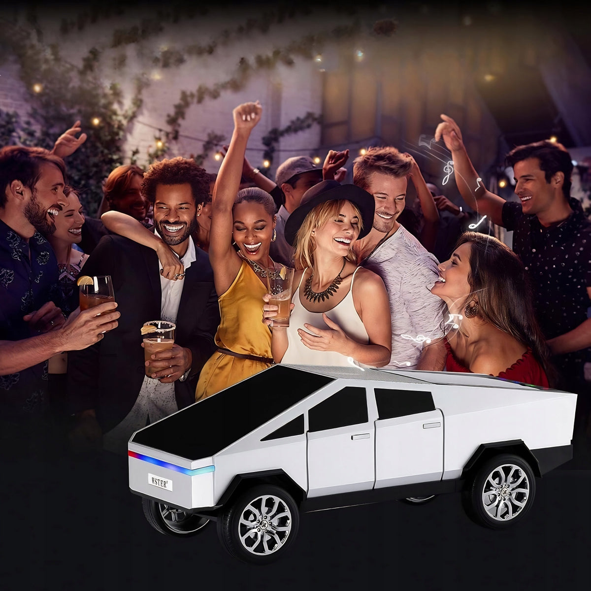 Bluetooth Speaker Cybertruck auto TWS LED FM radio USB sound player Manufacturer code Głośnik Bluetooth Cybertruck TWS LED radio