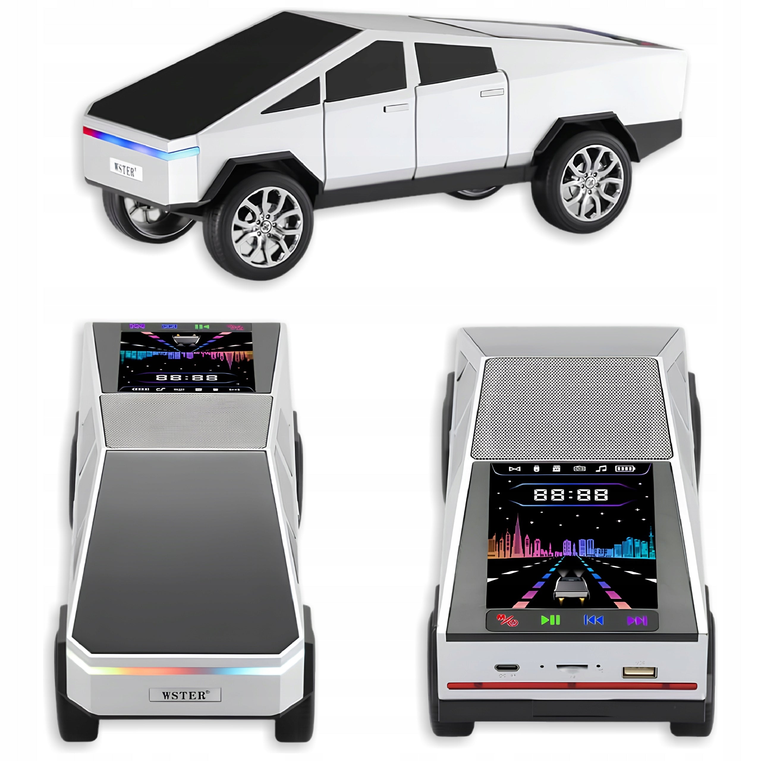 Bluetooth Speaker Cybertruck auto TWS LED FM radio USB sound player
