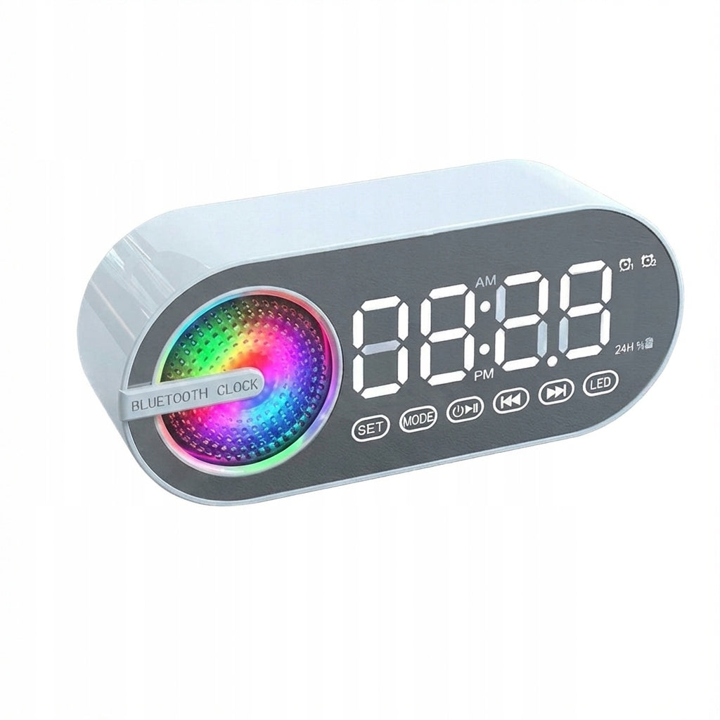 Bluetooth Speaker G30 Alarm Clock Mirror FM Radio RGB LED Bass