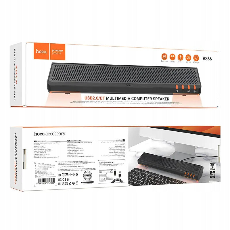 Bluetooth Speaker Hoco BS66 Smooth multimedia computer USB2.0, black Packaging status original