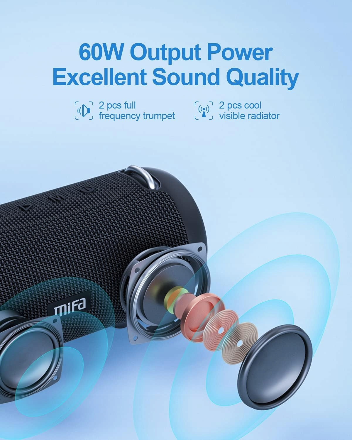 Bluetooth Speaker Mifa A90 Black 60W IPX7 LED RGB Manufacturer code A90