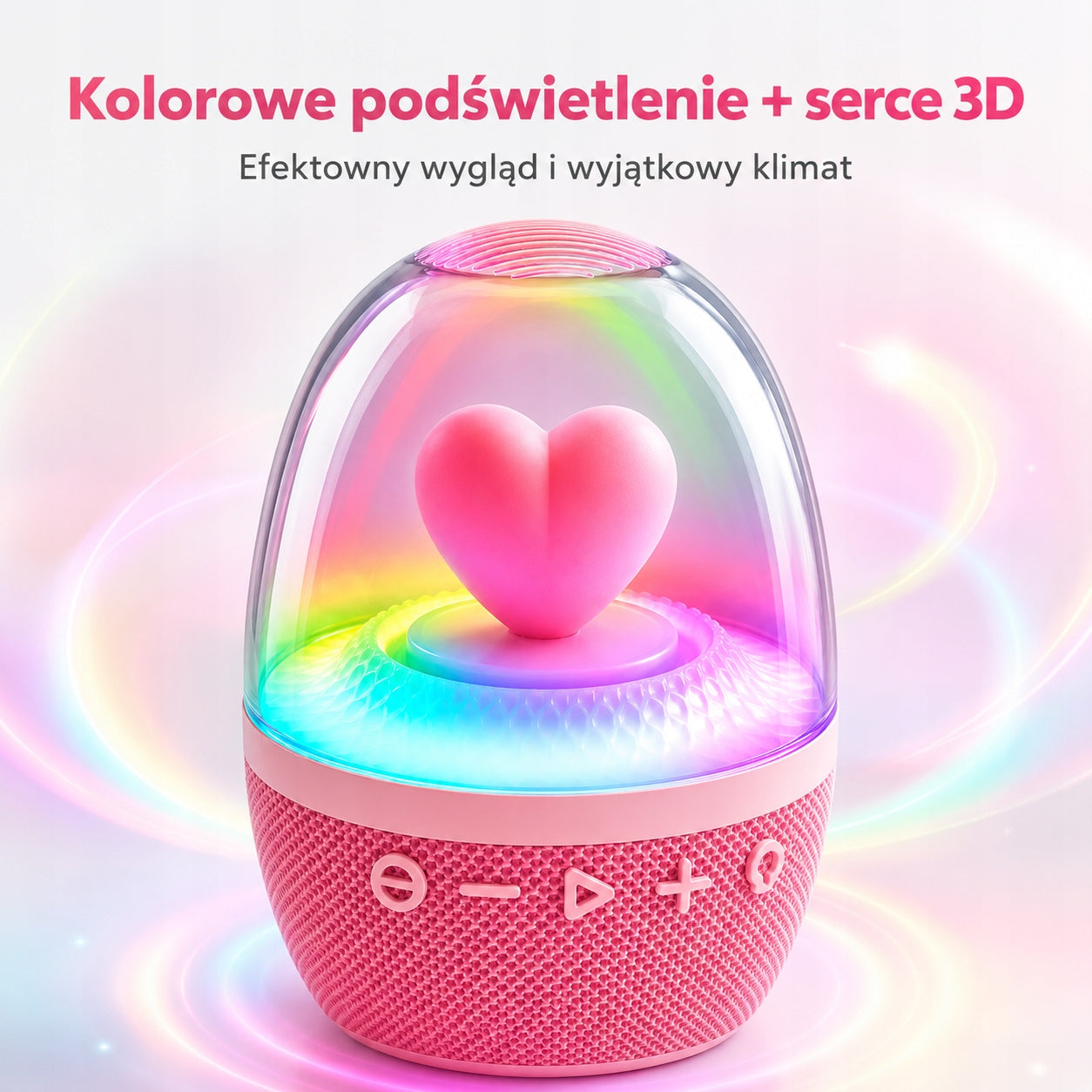Bluetooth Speaker Night Light Led RGB Heart Pink Decorative Gift Manufacturer code KP-830