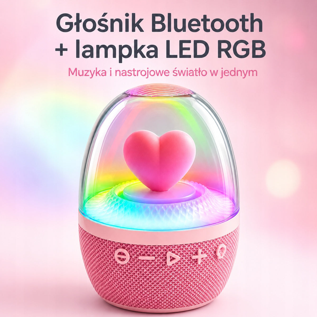 Bluetooth Speaker Night Light Led RGB Heart Pink Decorative Gift Packaging status original