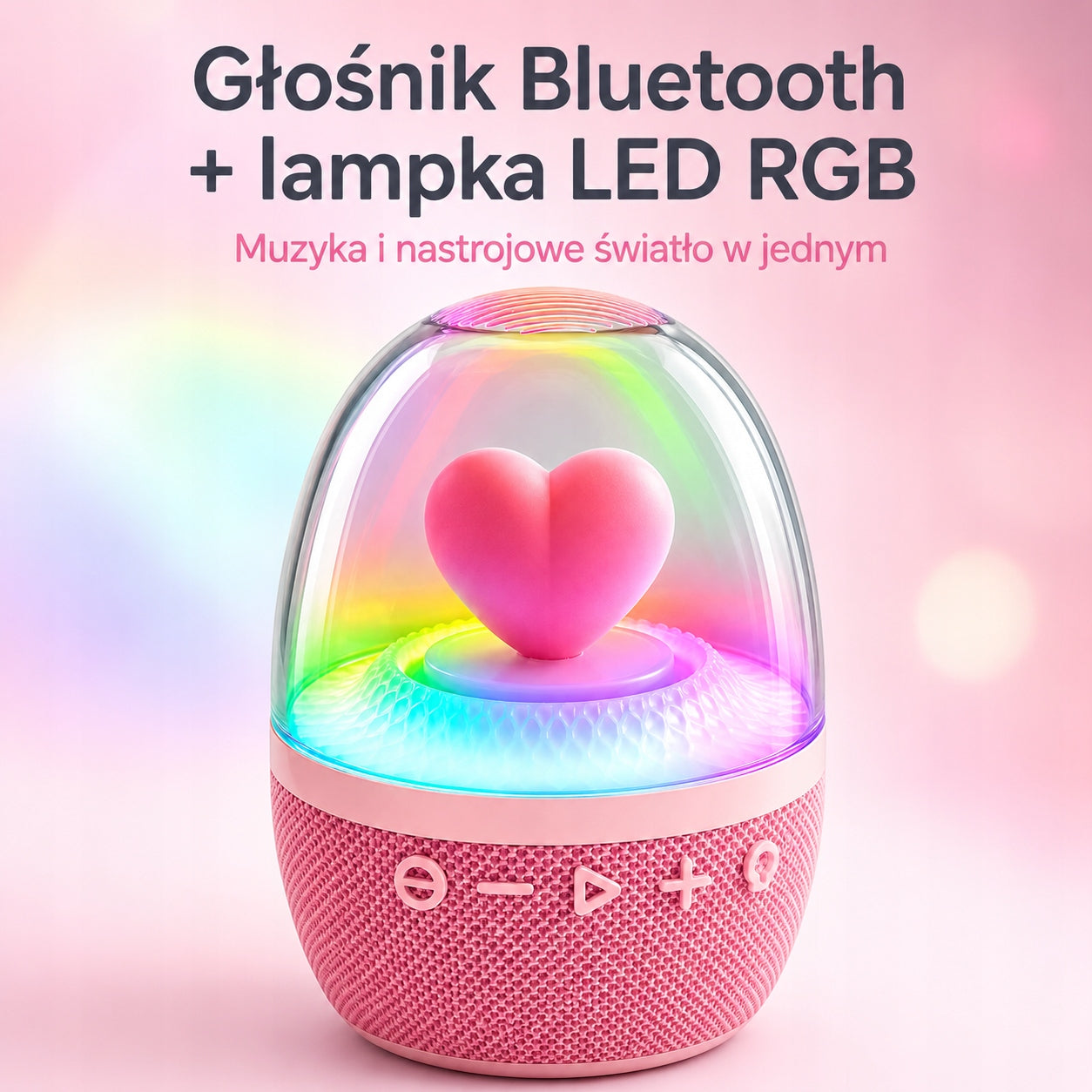 Bluetooth Speaker Night Light Led RGB Heart Pink Decorative Gift Packaging status original