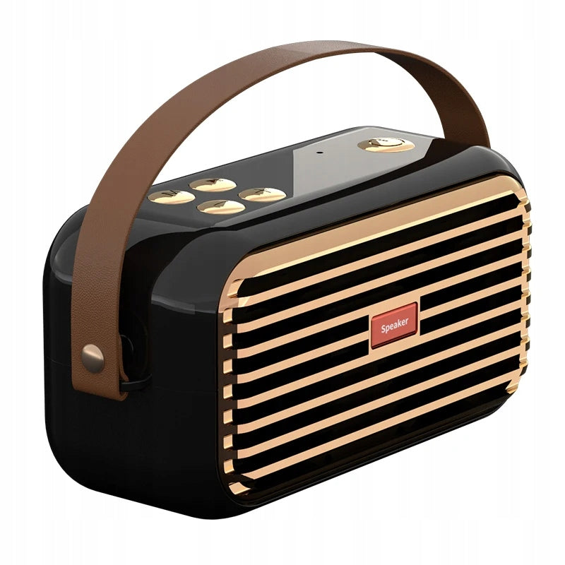 Bluetooth Speaker Penguin Retro X7 Black FM Radio SD AUX USB with Strap