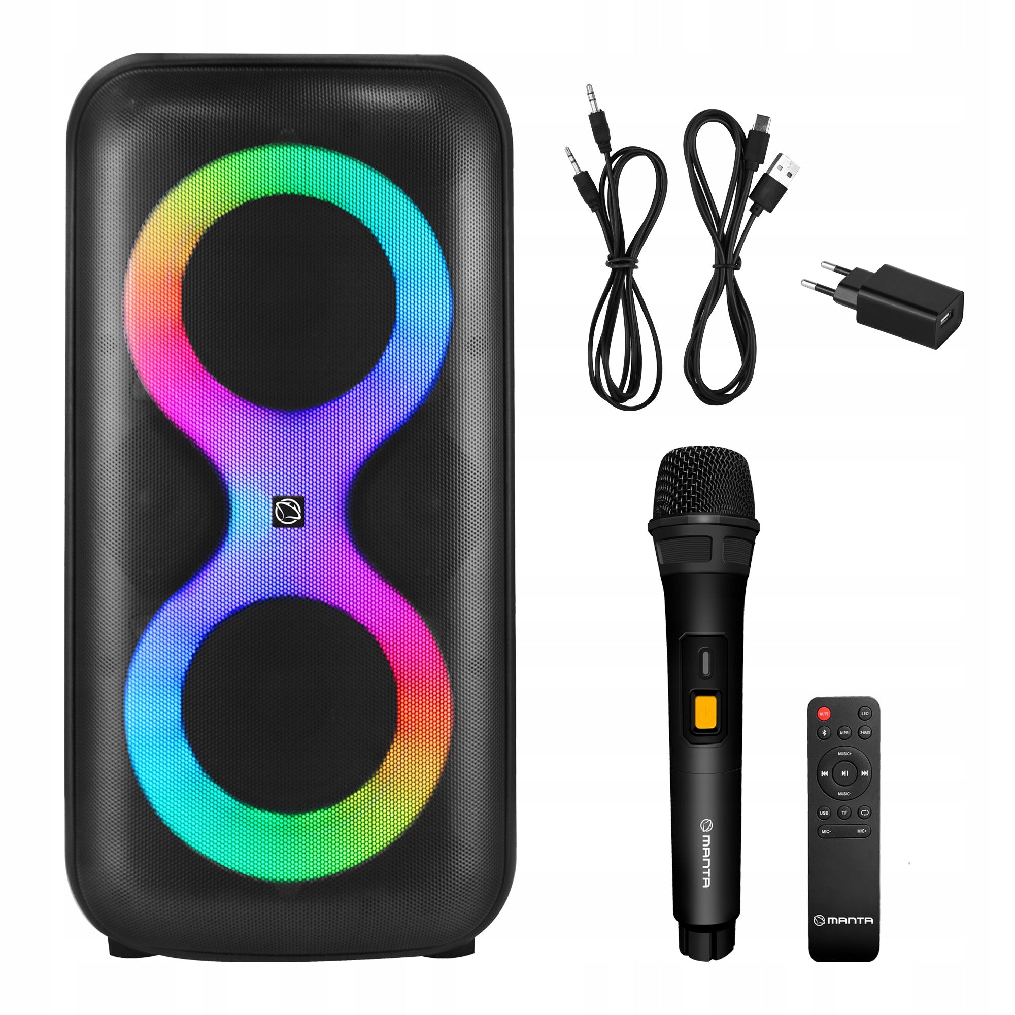 Bluetooth Speaker Portable Karaoke Power Audio Manta ERIS Microphone Remote Control