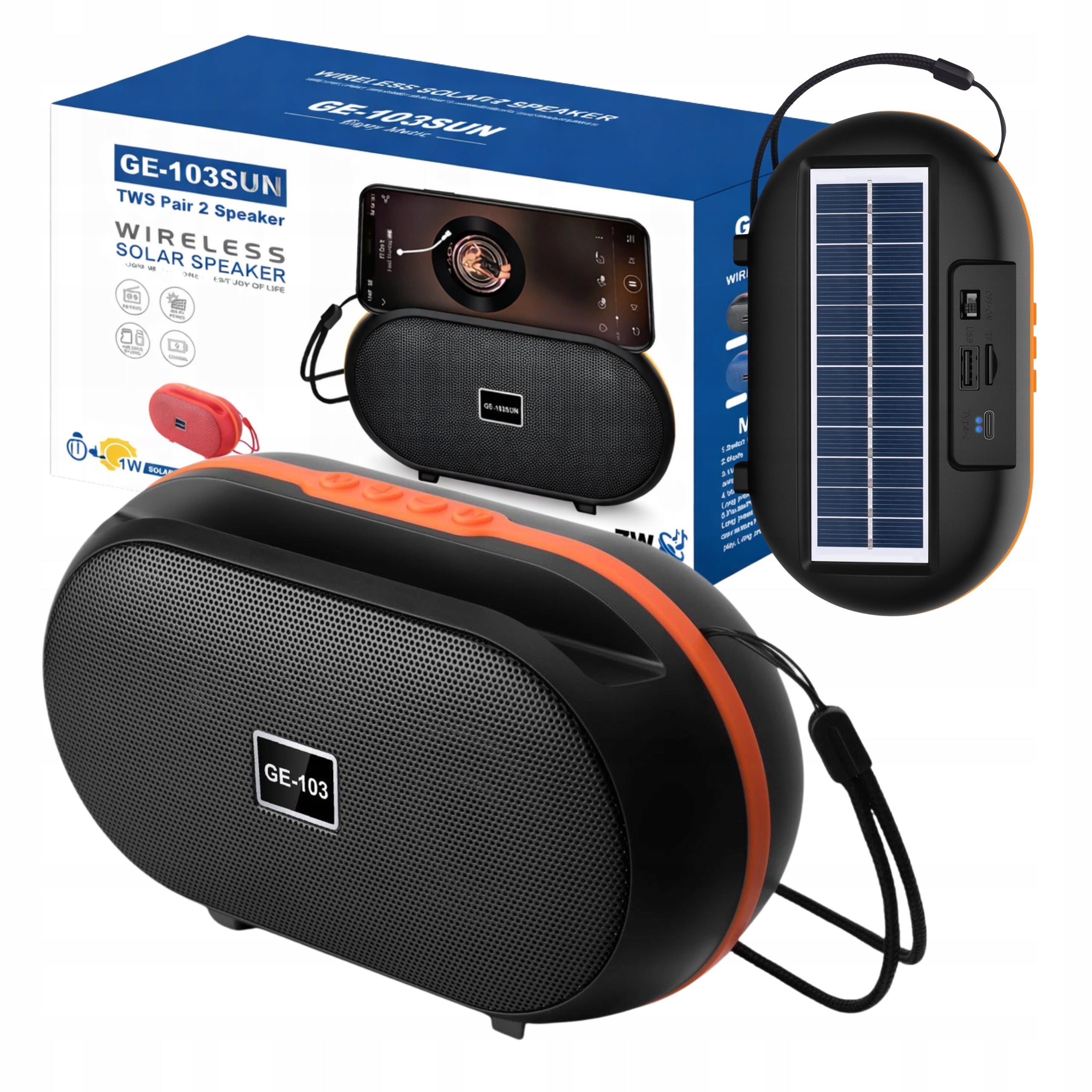 Bluetooth Speaker Portable Solar Wireless Small USB MicroSD FM Radio