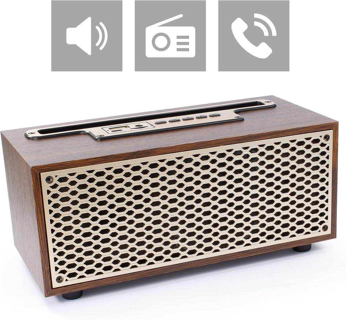 Bluetooth Speaker Retro Vintage FM Radio Powerful Bass 8W