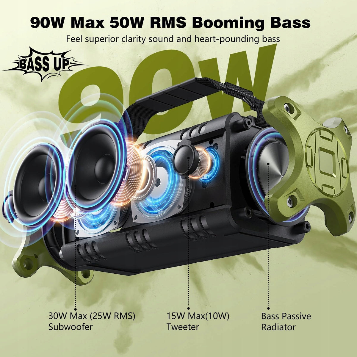 Bluetooth Speaker W-KING D8 50W Powerbank Deep Bass IPX6+FREEBIE Model other