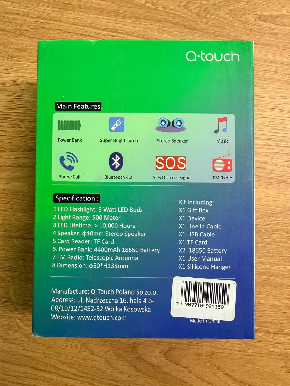 Bluetooth Speaker with Flashlight, FM Radio and Powerbank 4400 mAh Father's Day Packaging status original