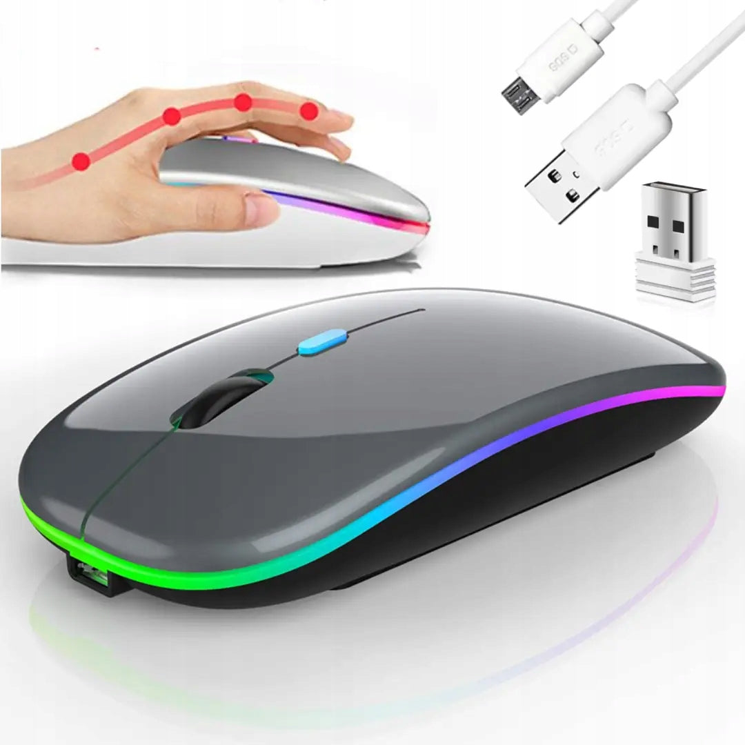 Bluetooth + USB Mouse 2,4GHz LED Grey Mouse Wireless Rechargeable Packaging status original
