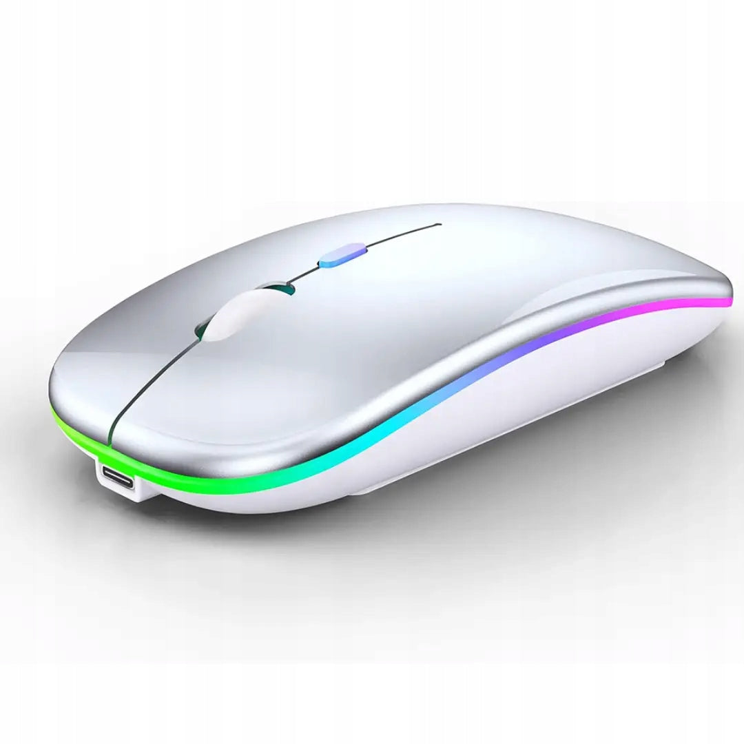 Bluetooth + USB Mouse 2,4GHz LED Silver Mouse Wireless Rechargeable Packaging status original