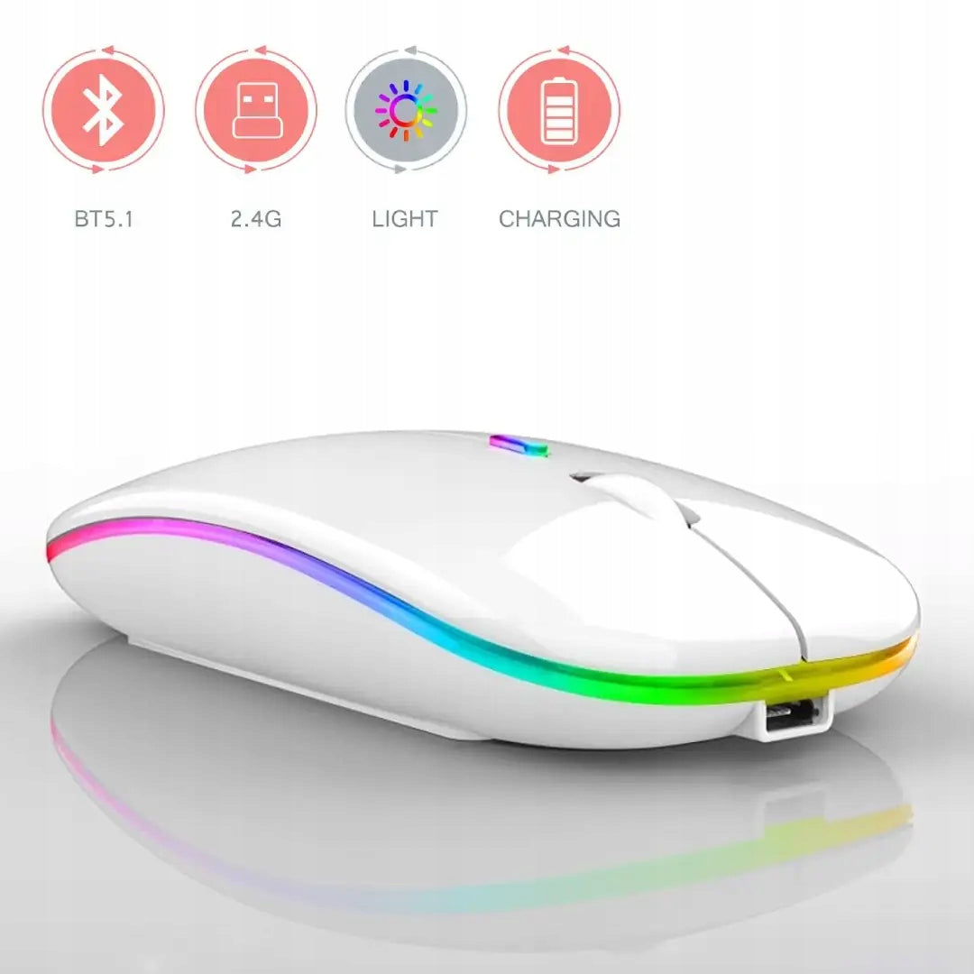Bluetooth+USB Mouse 2,4GHz LED White Mouse Wireless Rechargeable Manufacturer code AX.V3452-02