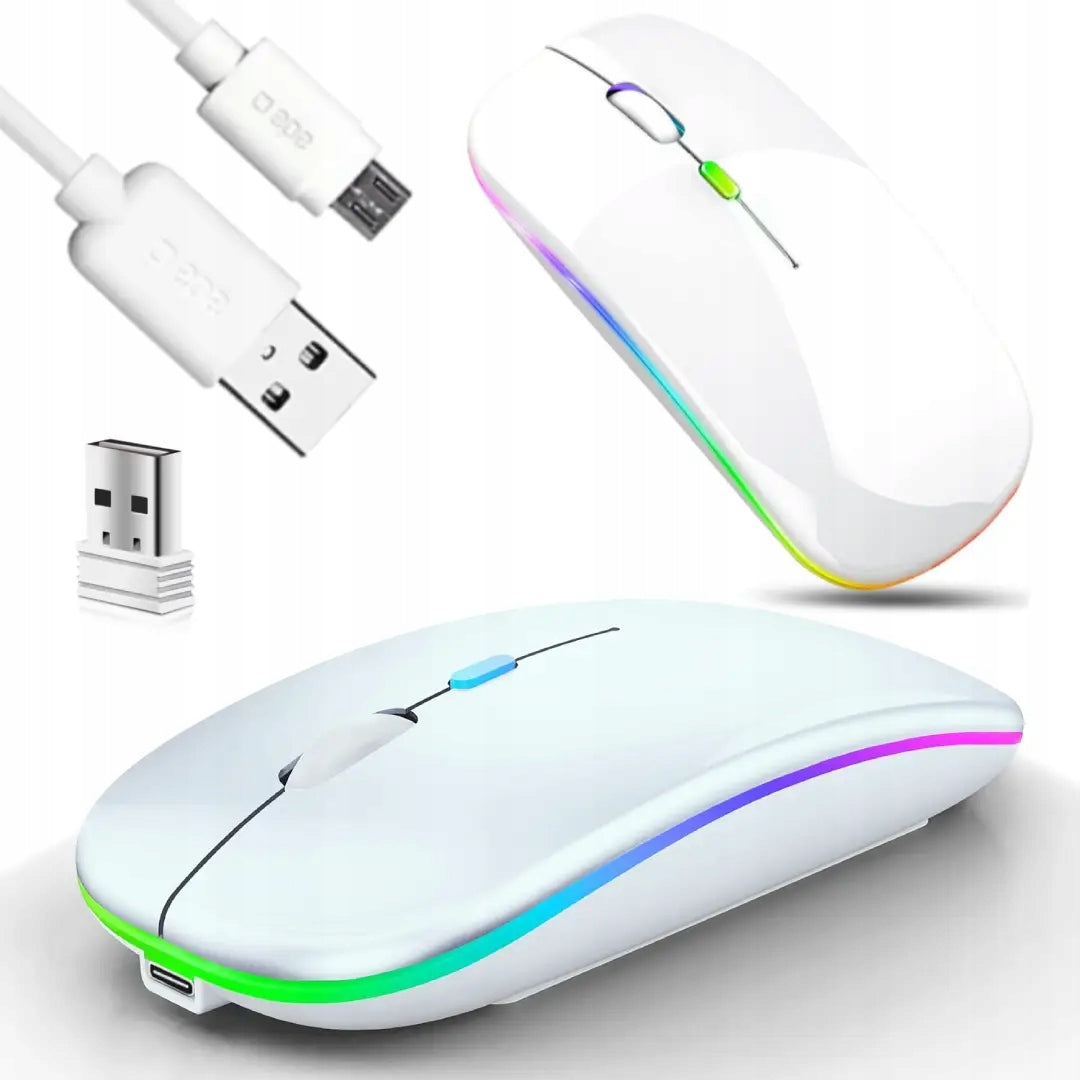Bluetooth+USB Mouse 2,4GHz LED White Mouse Wireless Rechargeable Packaging status original