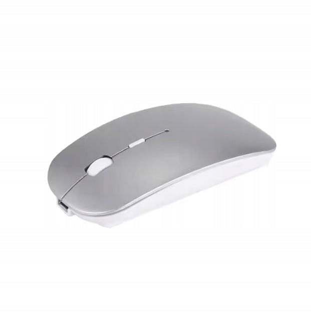 Bluetooth Wireless Mouse + 2.4G Slim Quiet Gray Laptop