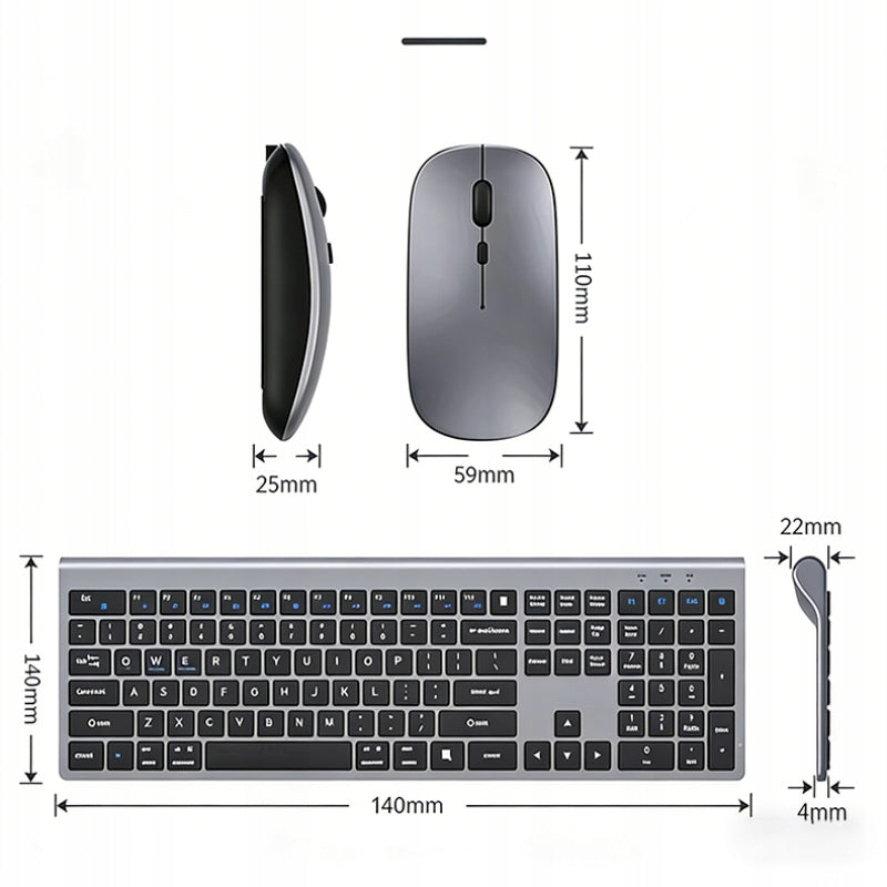 Bluetooth Wireless Ultra-thin Keyboard and Mouse Combo in Space Gray Manufacturer code ATC260322