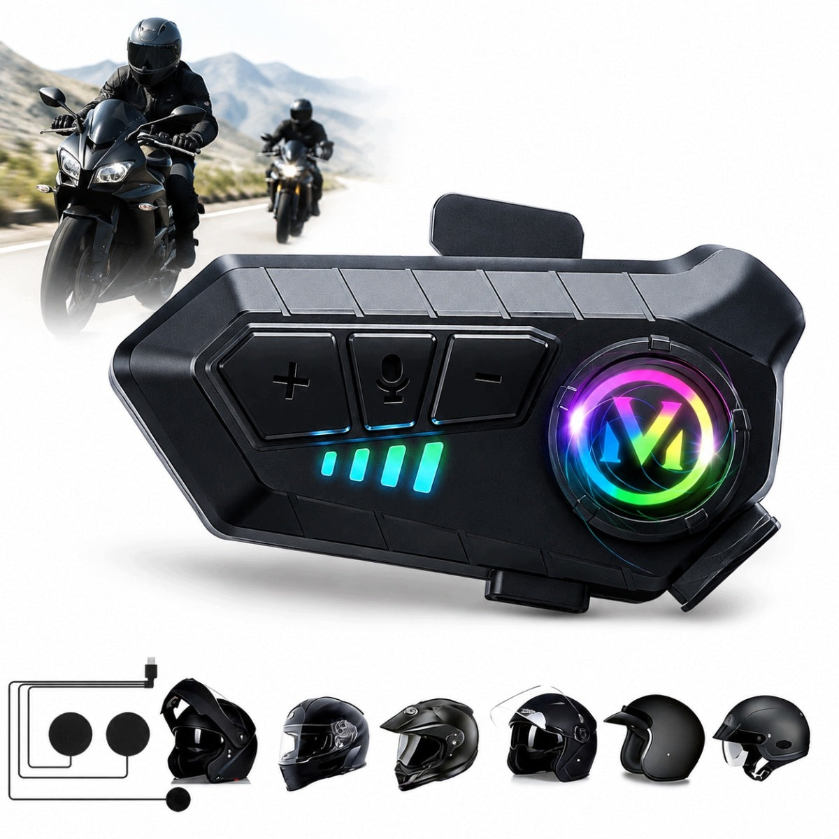 Bluetooth Y10 Motorcycle Intercom for IPX6 Helmet Noise Cancellation 1PCS