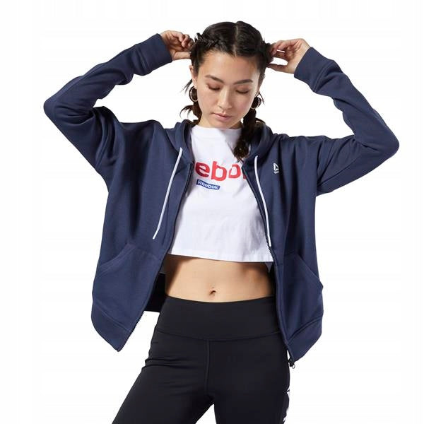 Pullover für Damen Reebok Linear Logo Fullzip FL2007, blau 
