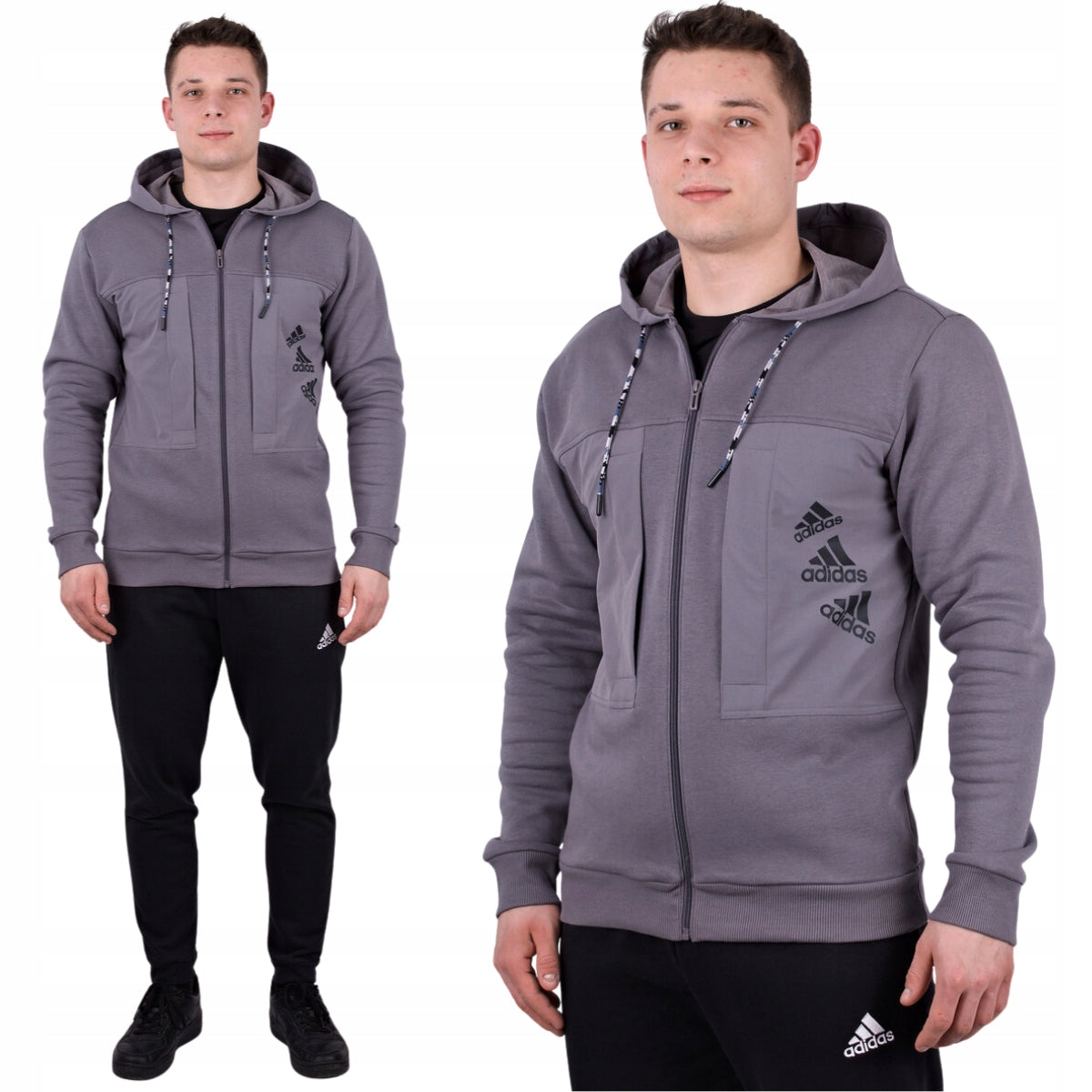Džemperis vyrams Adidas Q4 BL FZ HD, pilkas