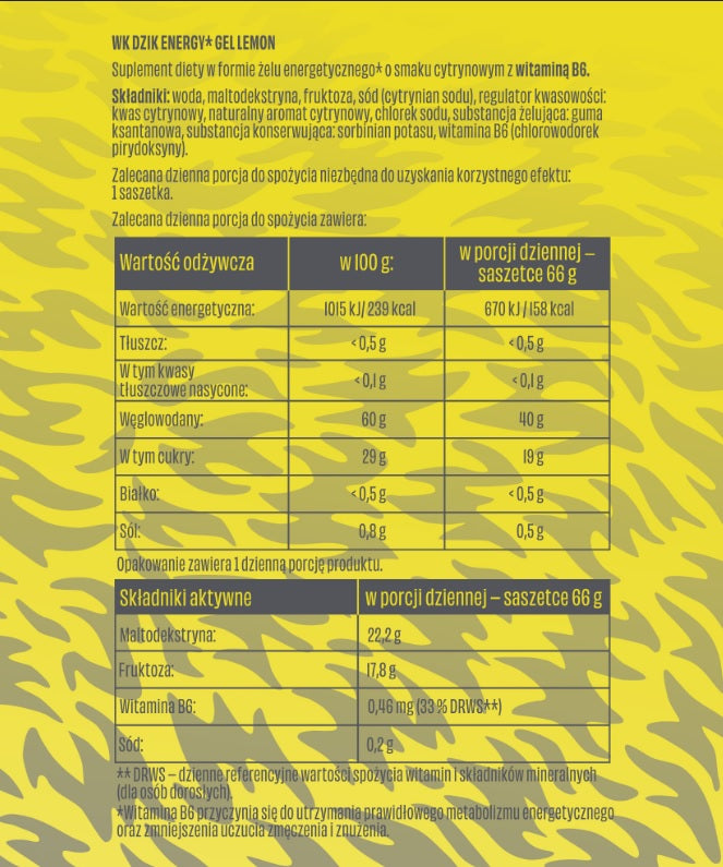 Boar Energy Gel 80ml Lemon Brand WK Dzik