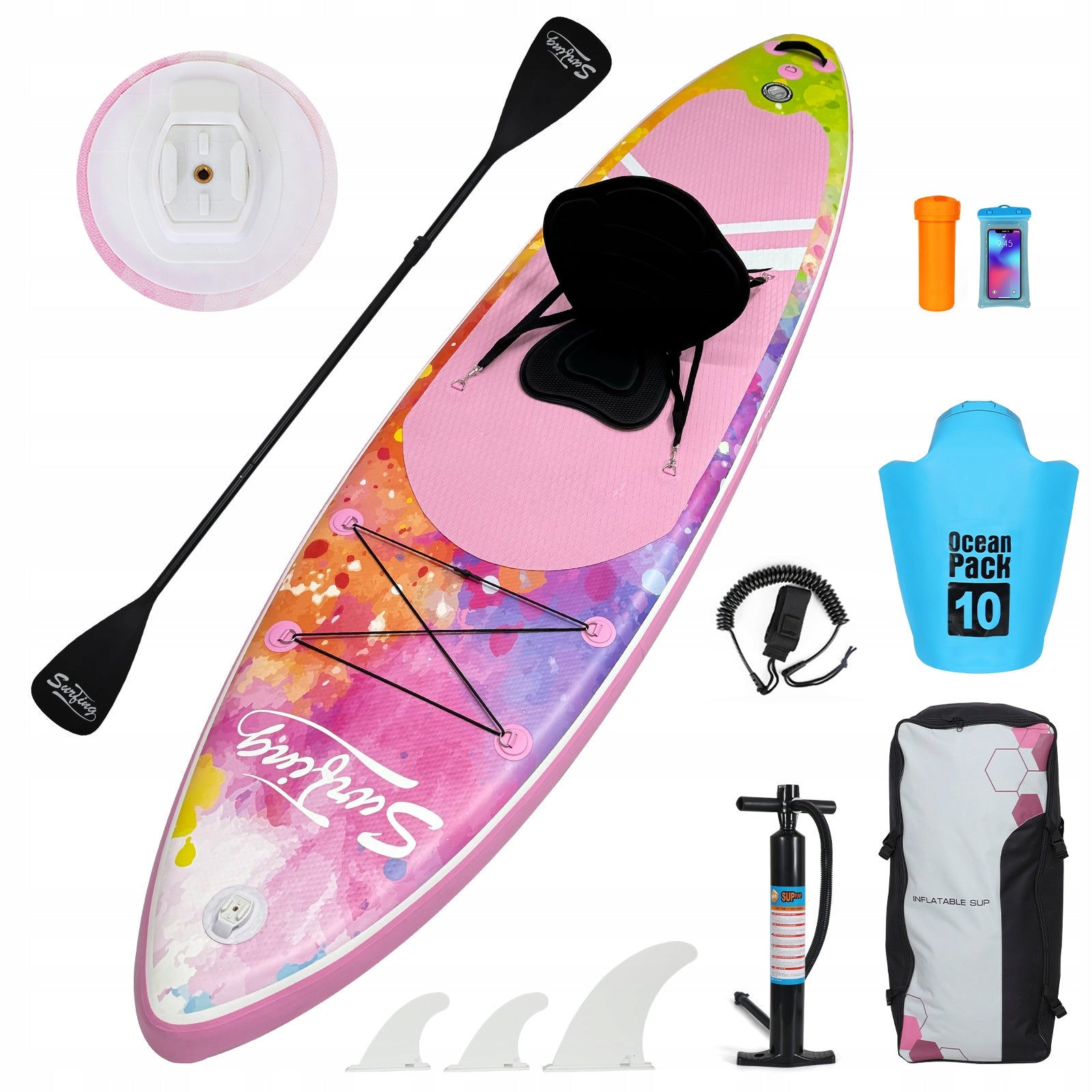 Board SUP Stand up paddle Pumped 335x84cm set With seat pink Packaging status original