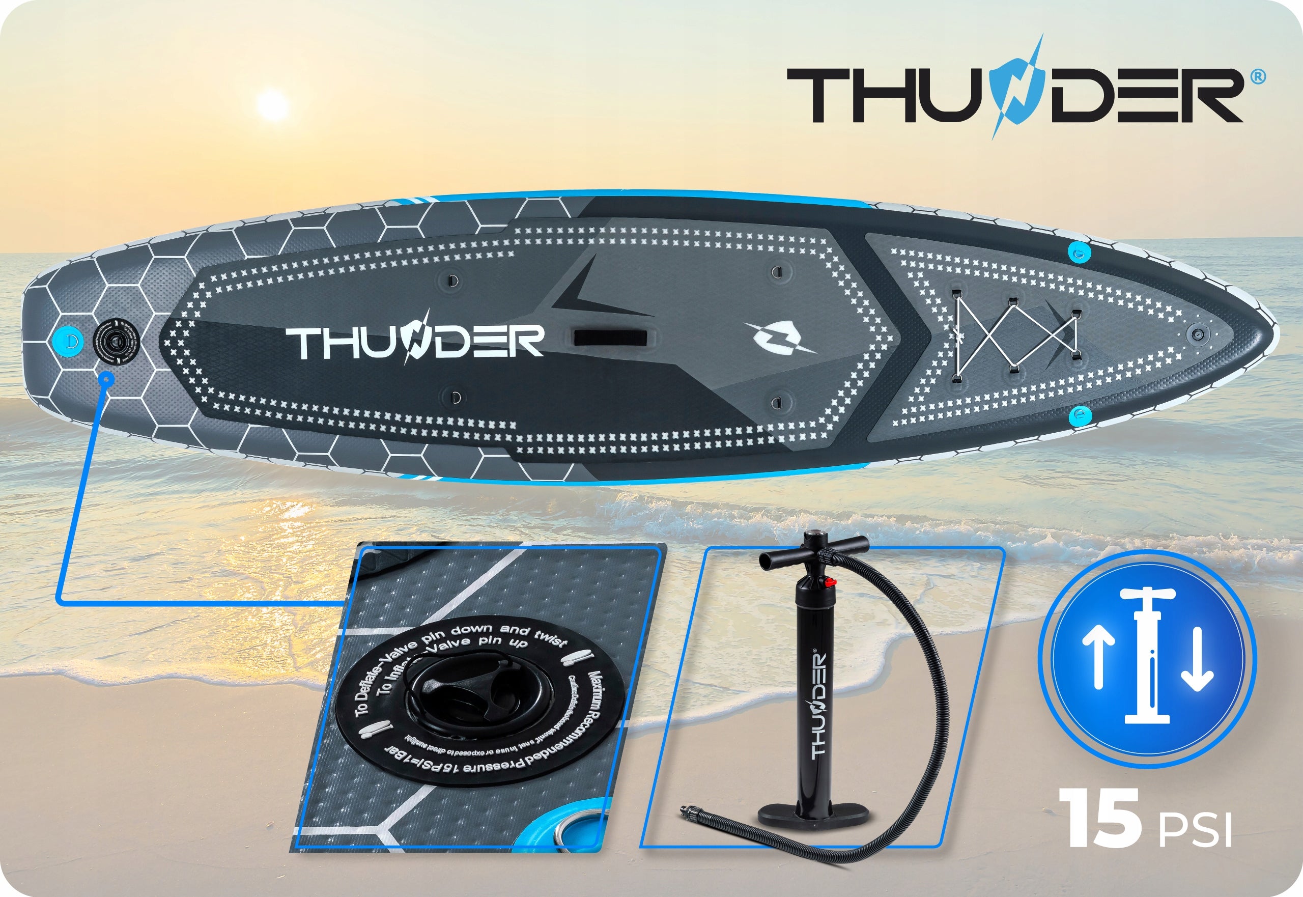 Board sup 320 cm ILLUMINATED LED 320cm for swimming inflatable set THUNDER Kind SUP board
