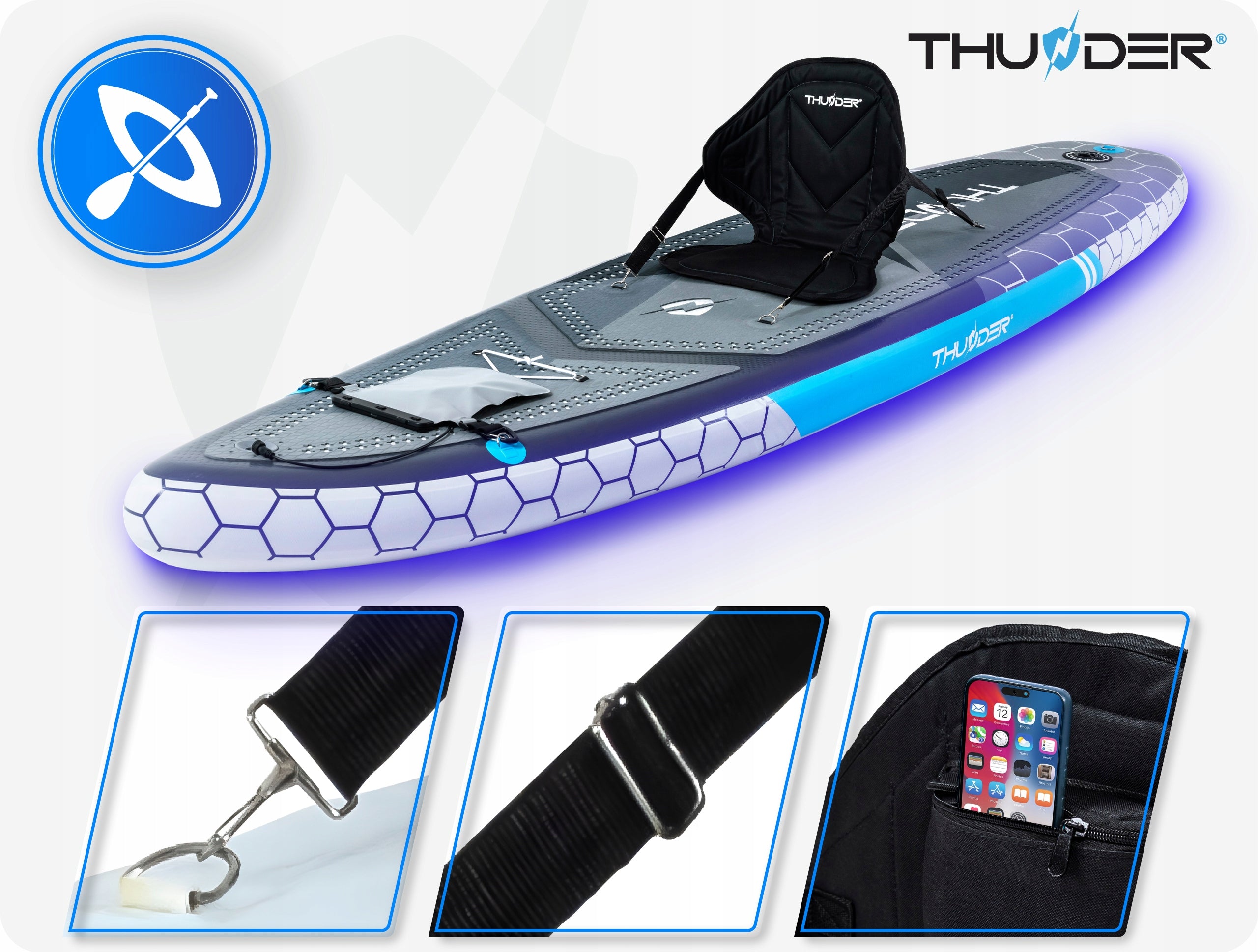 Board sup 320 cm ILLUMINATED LED 320cm for swimming inflatable set THUNDER Model LUMOS