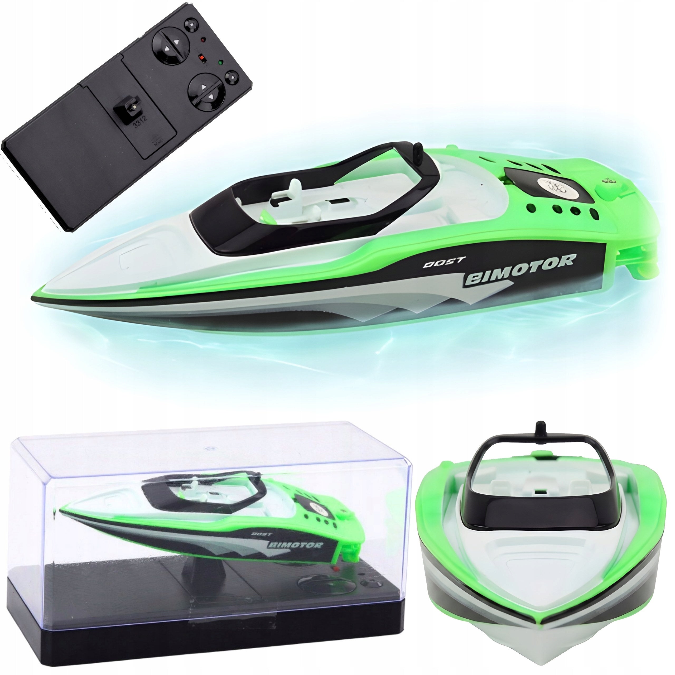 Boat Motorboat Remote Controlled RC Dual Motor 2.4 GHz 15 cm Green