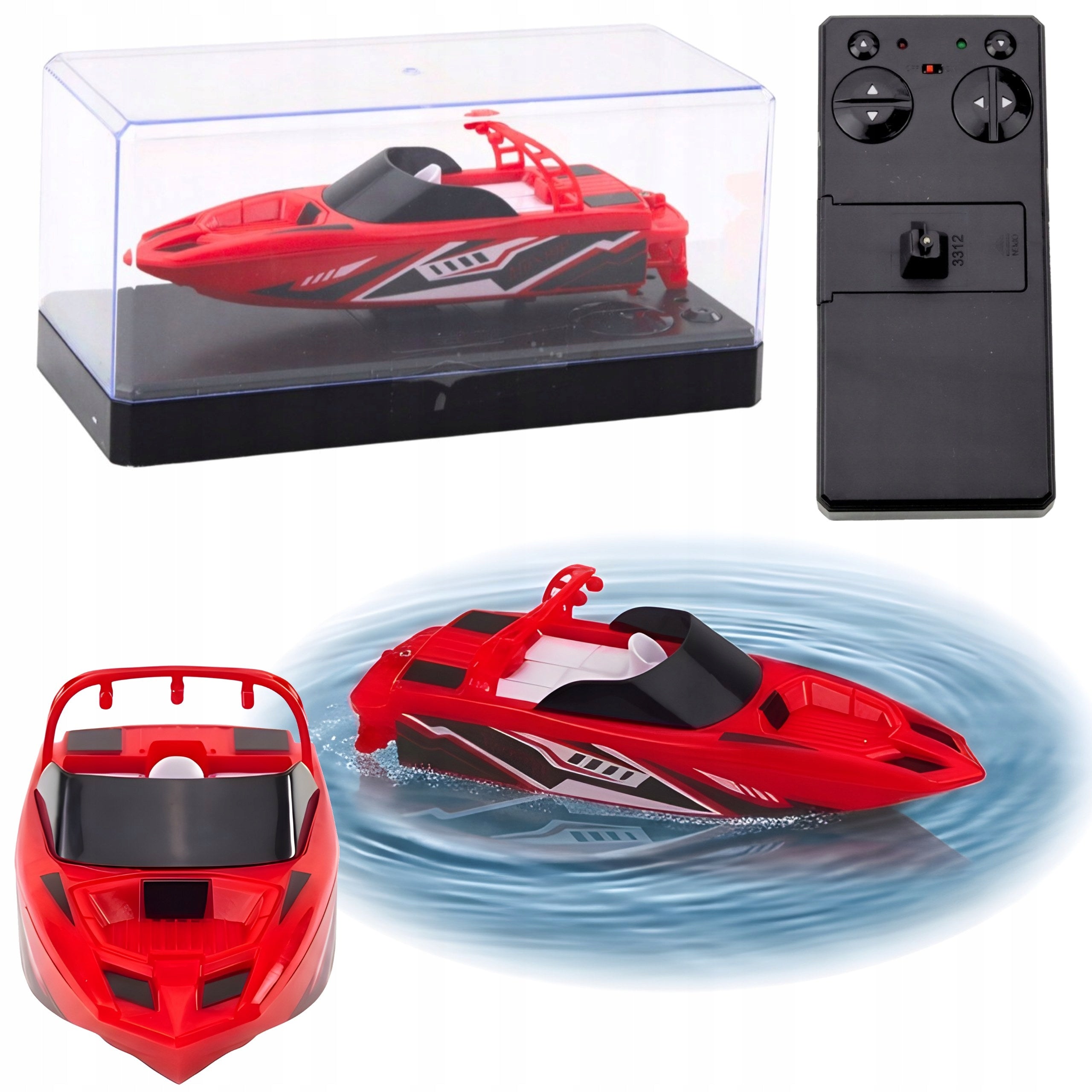 Boat Motorboat Remote Controlled RC Dual Motor 2.4 GHz 15 cm Red