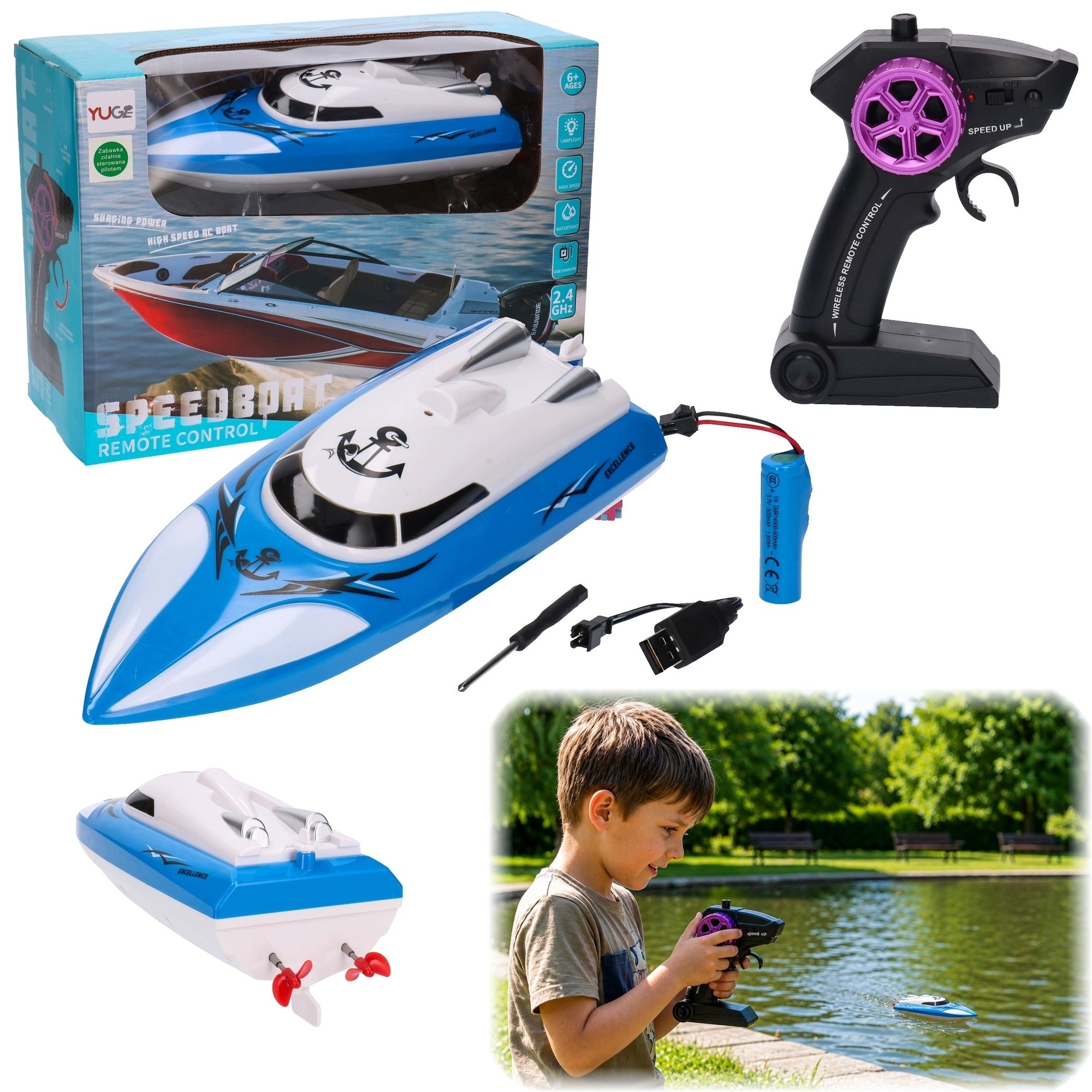Boat controlled by radio, speedboat motorboat 6053
