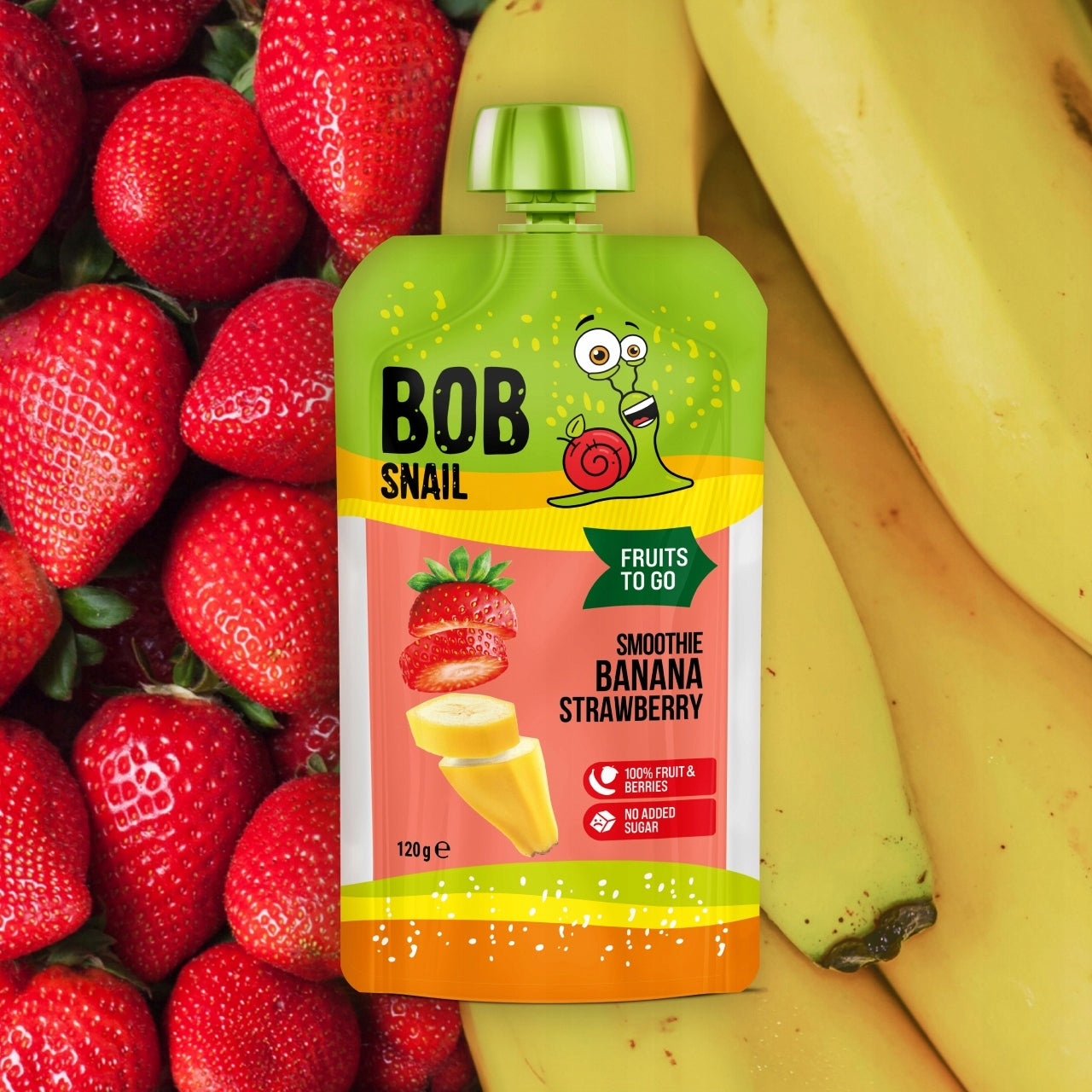Bob Snail Fruit Mousse -100% without added sugar Banana Strawberry 10х120 g Manufacturer code 4820219343431