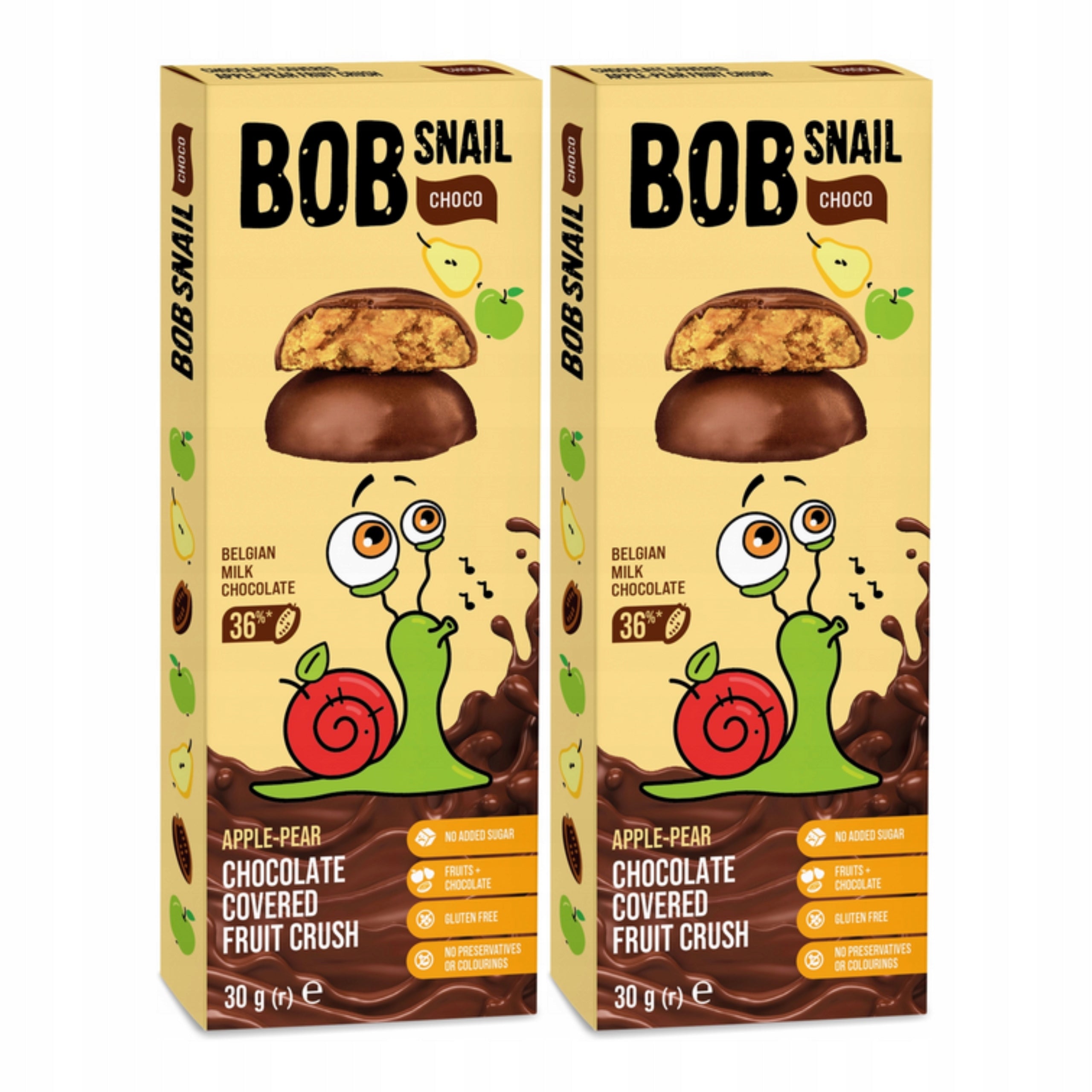 Bob Snail Fruit Snack Apple - Pear in Milk Chocolate 2 x 30g