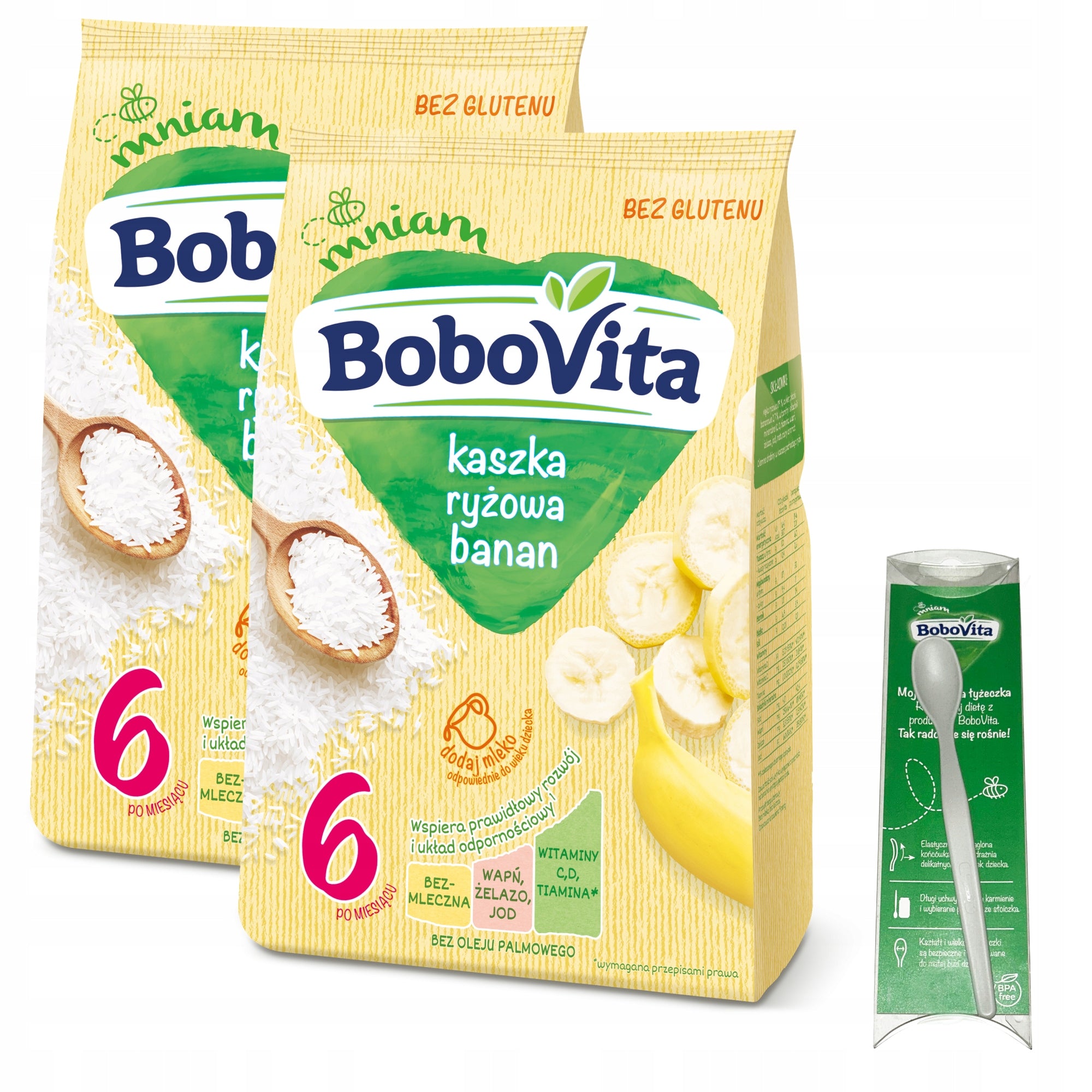 BoboVita Banana flavoured rice porridge after 6 months 2 x 180 g + FREEBIE