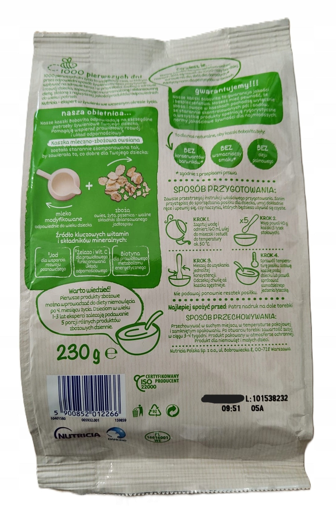 BoboVita Oat Milk and Cereal Porridge 230 g Manufacturer code 5900852012266