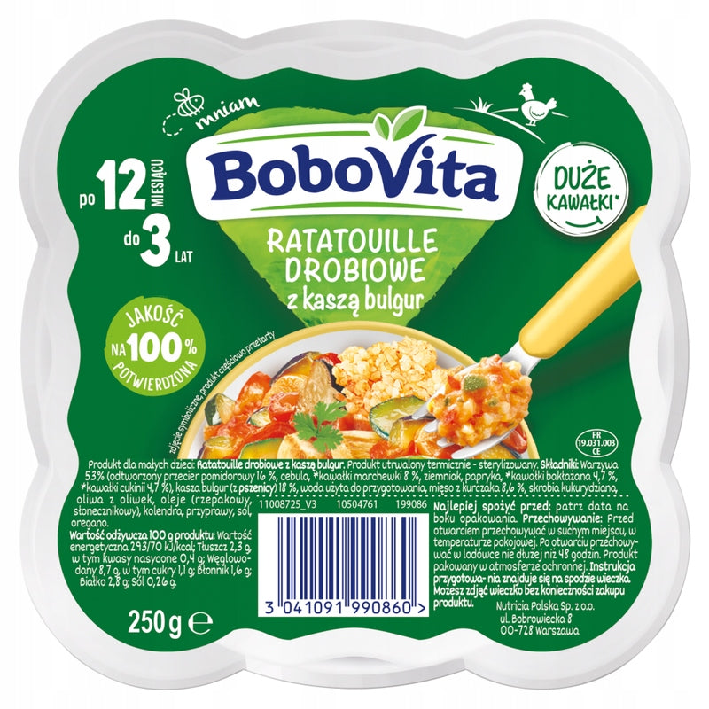 BoboVita Poultry Ratatouille with bulgur groats after 12 months SET 3 x 250g EAN (GTIN) 3041091990860