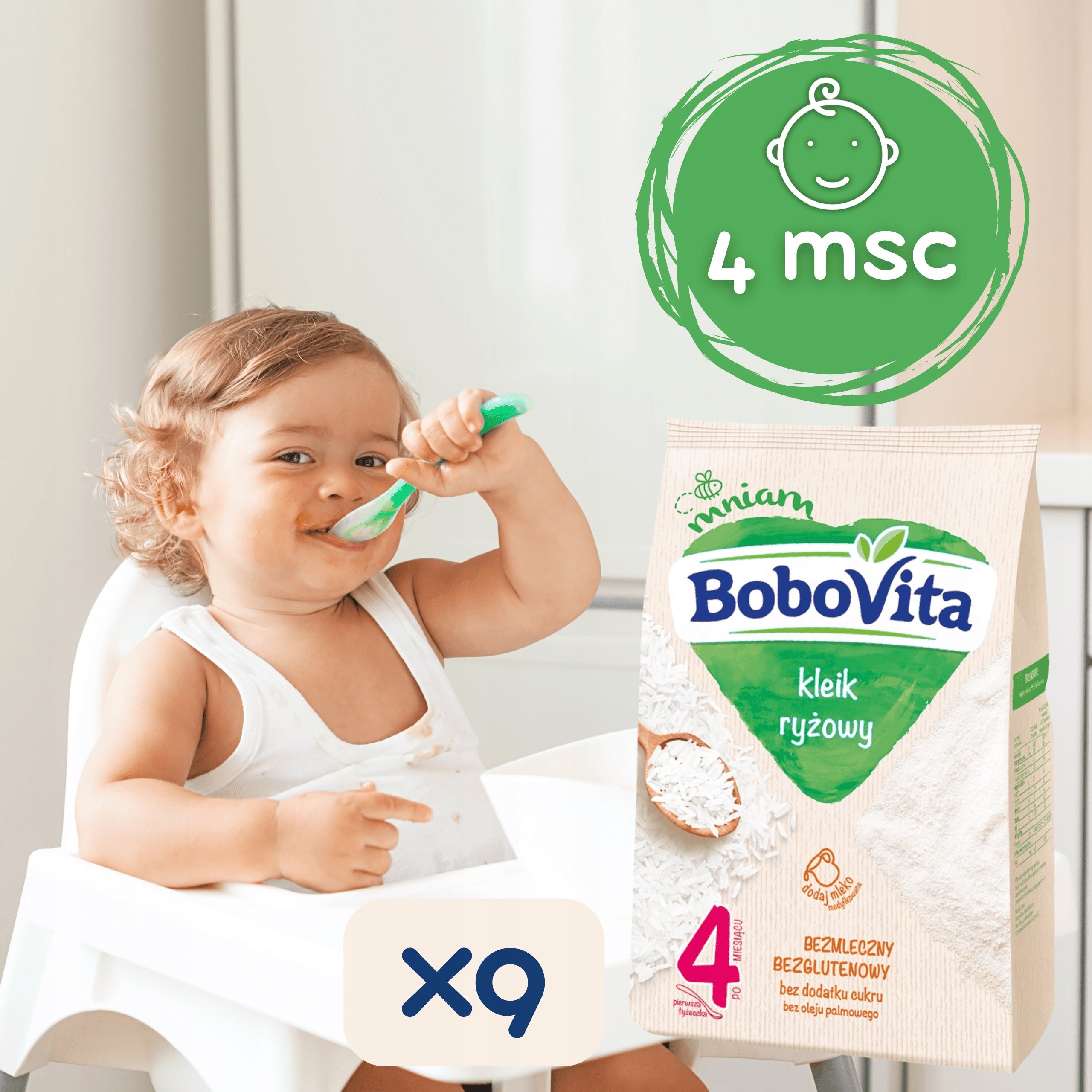BoboVita Rice glue for children after 4 months 9x160g gluten-free without milk Packaging status original