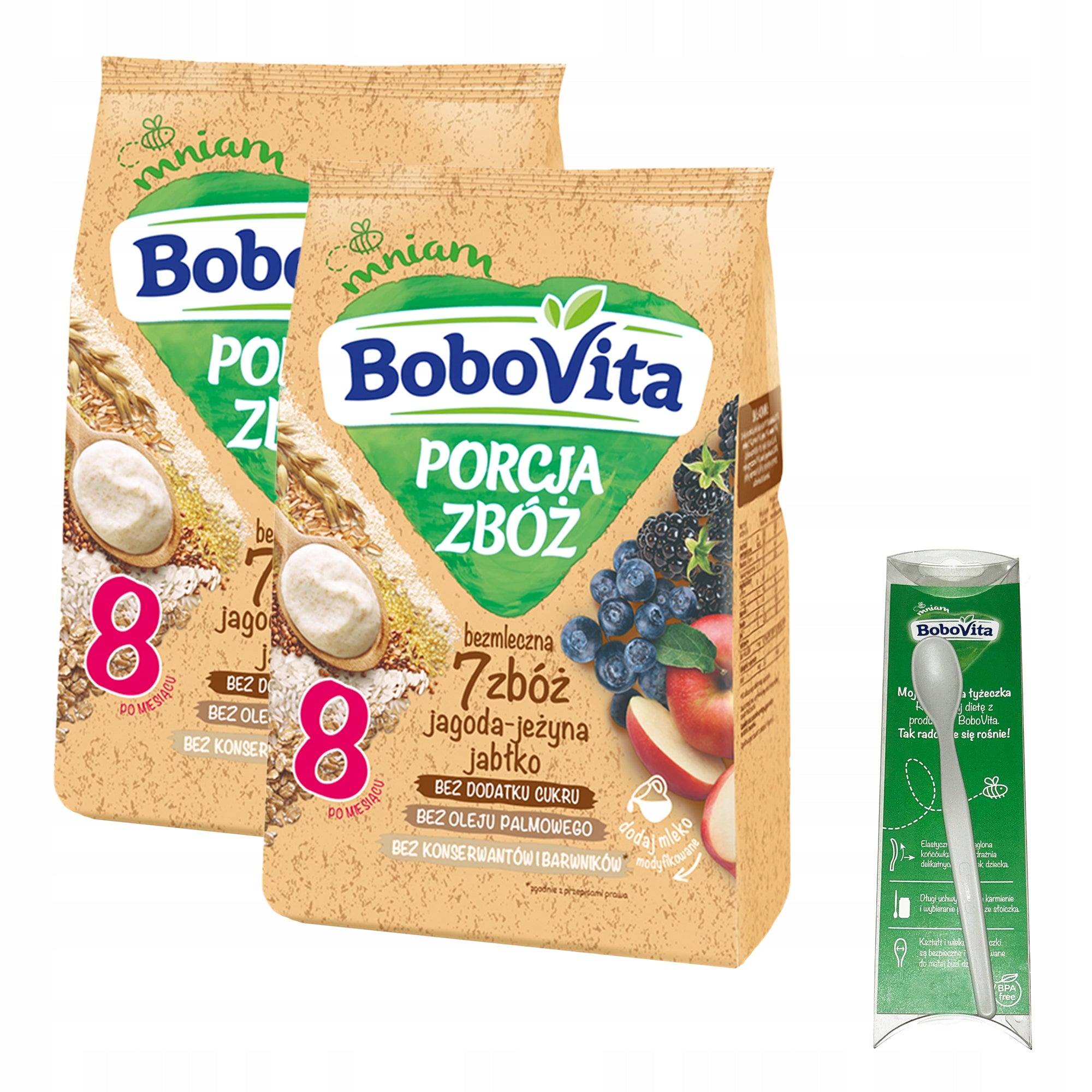 BoboVita Serving Cereal Porridge 7 cereals blueberry-blackberry-apple 2 x 170 g + FREEBIE