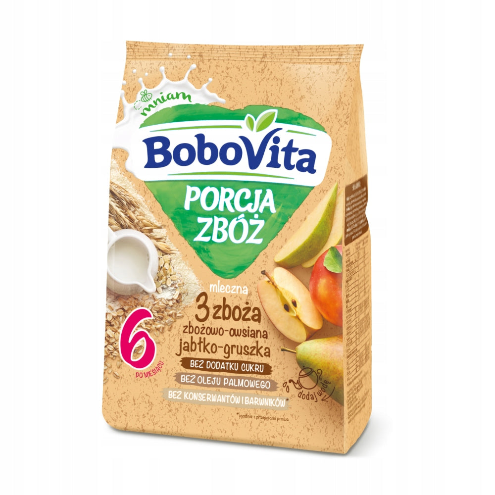 BoboVita Serving of cereals Milk porridge 3 grains apple-pear 210G SHORT DATE